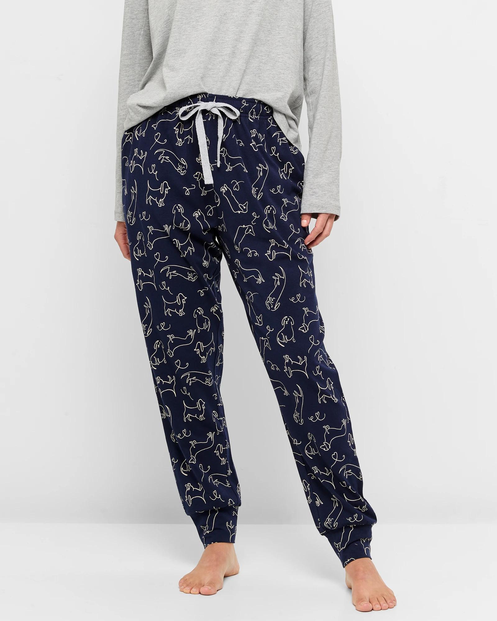 2 Target Australian Cotton Printed Sleep Jogger Pants NAVY SQUIGGLE DOG, 2 of 5