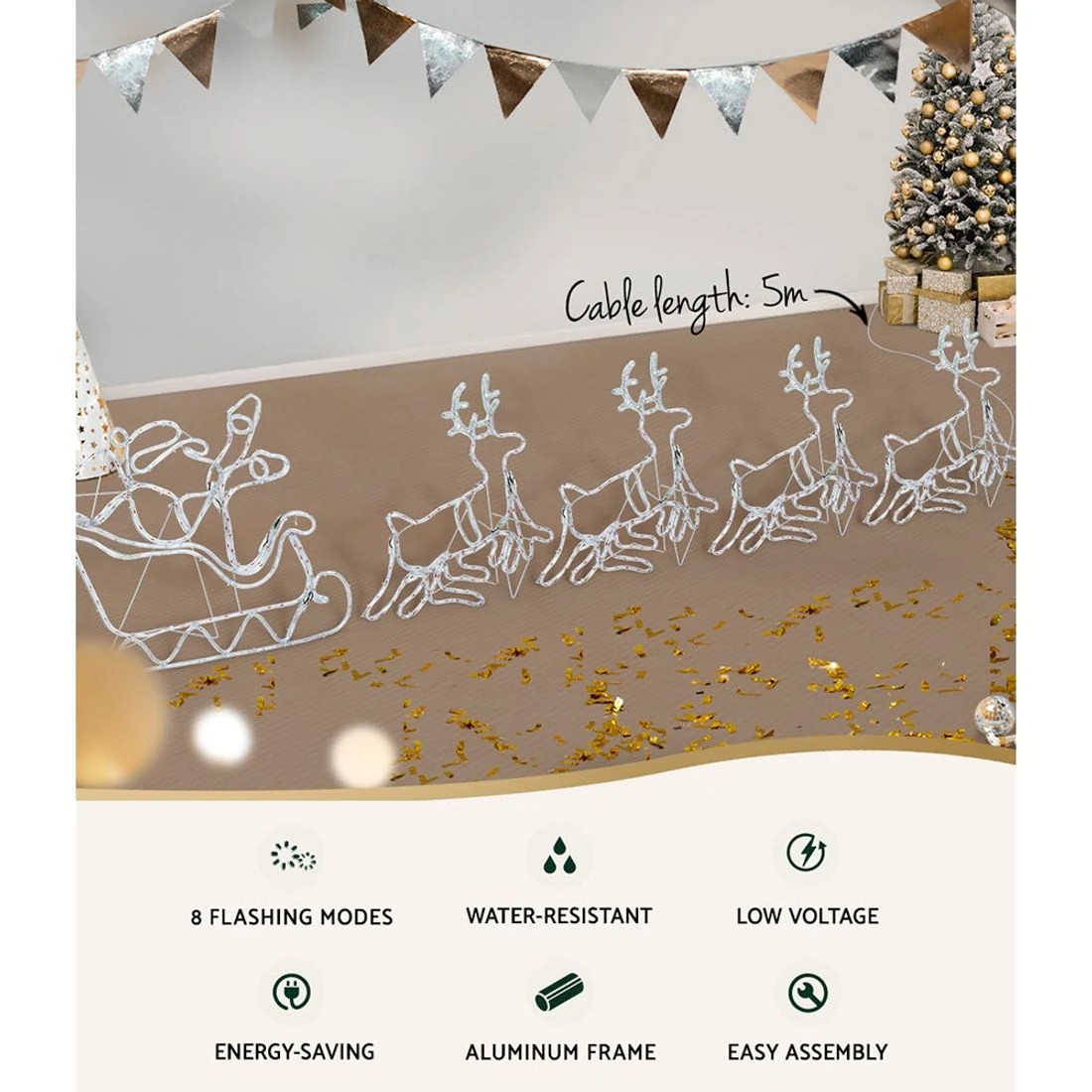 4 Jingle Jollys Christmas Lights Reindeer Sleigh 806 Led Decorations
 - Multi, 4 of 7