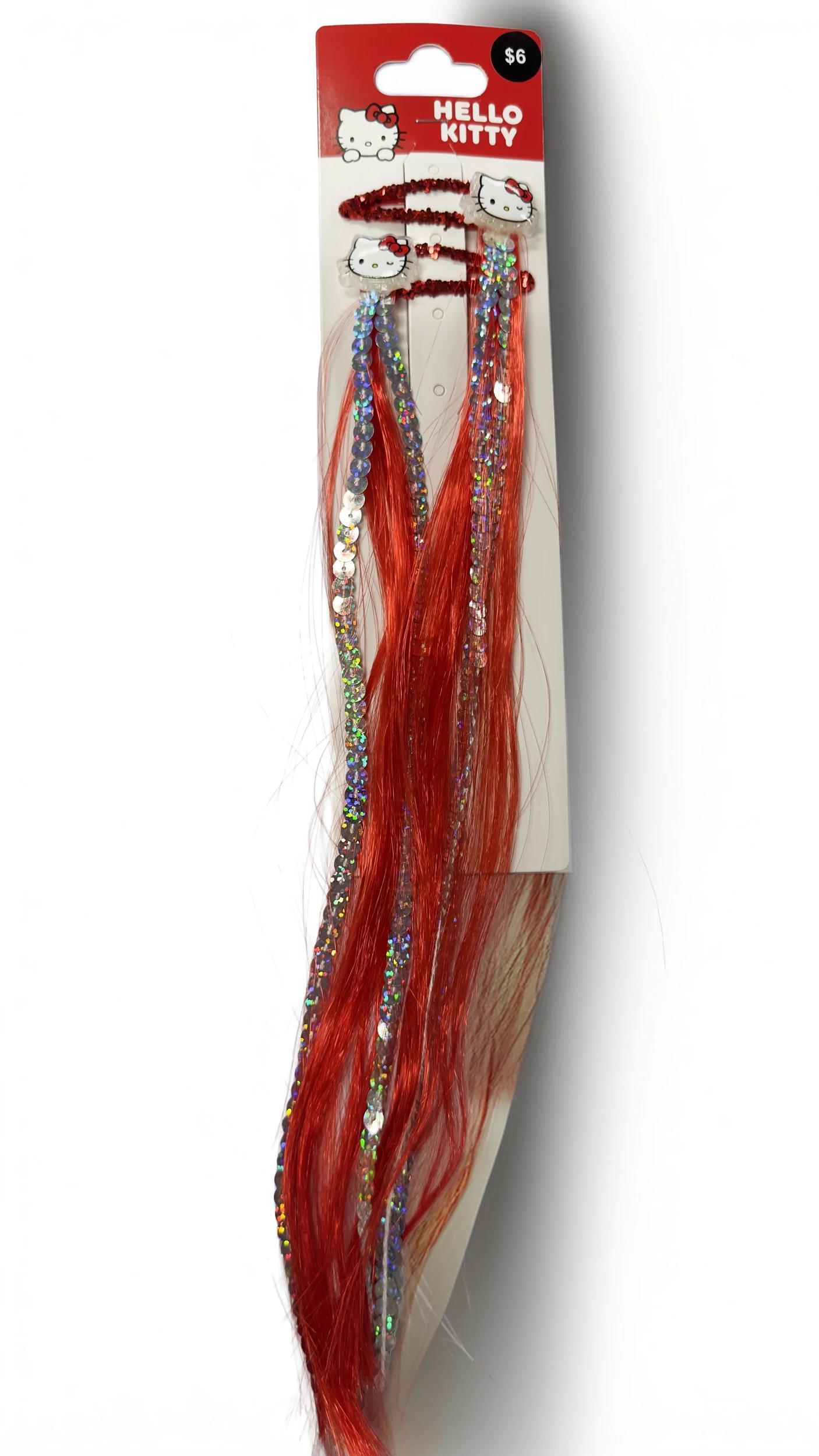 1 2 Pack Red Hello Kitty Hair Extension Clips Hellokitty, 1 of 3