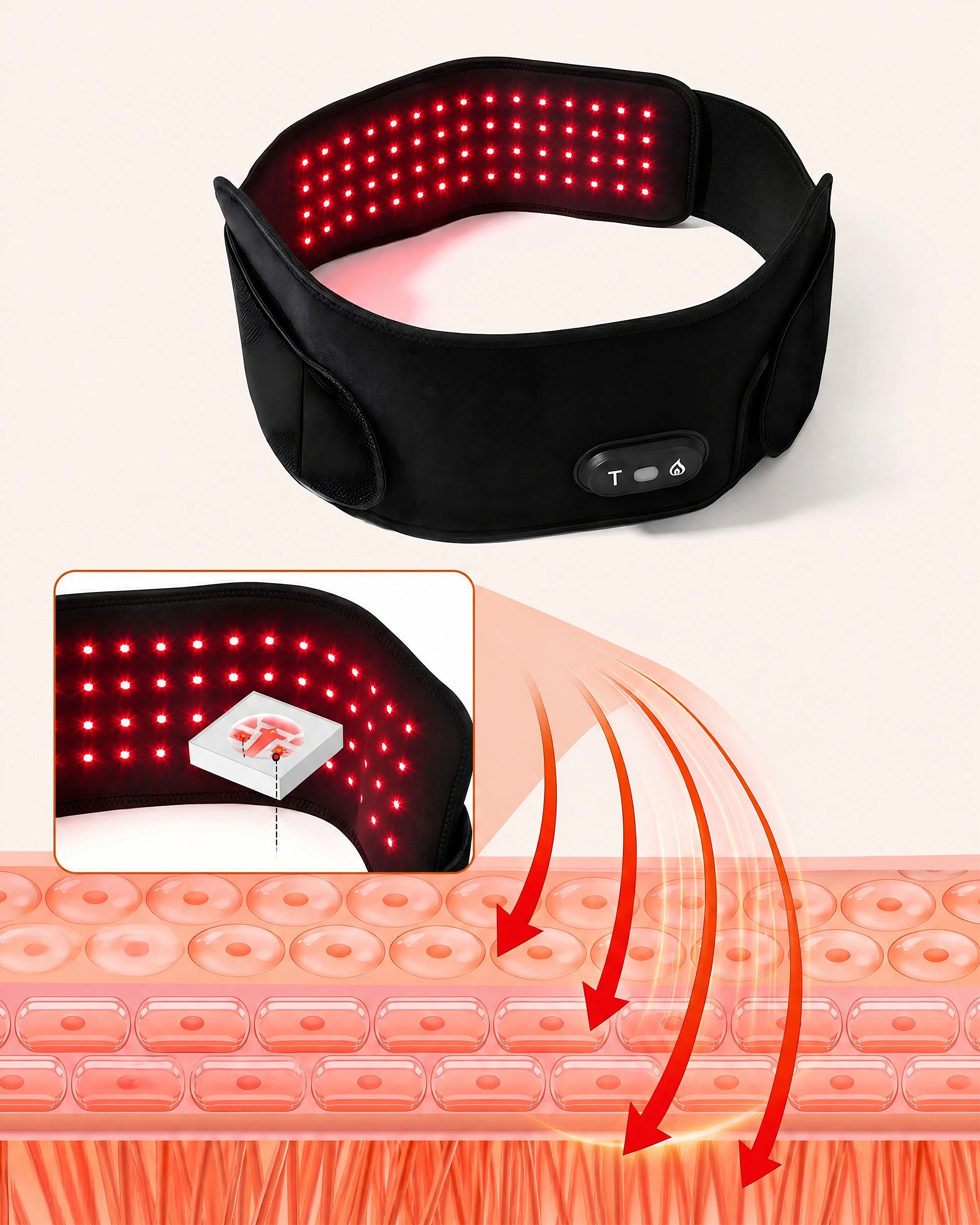 9 Advwin Red Light for Body, Cordless Red Light Belt 216 LEDs - Black, 9 of 9