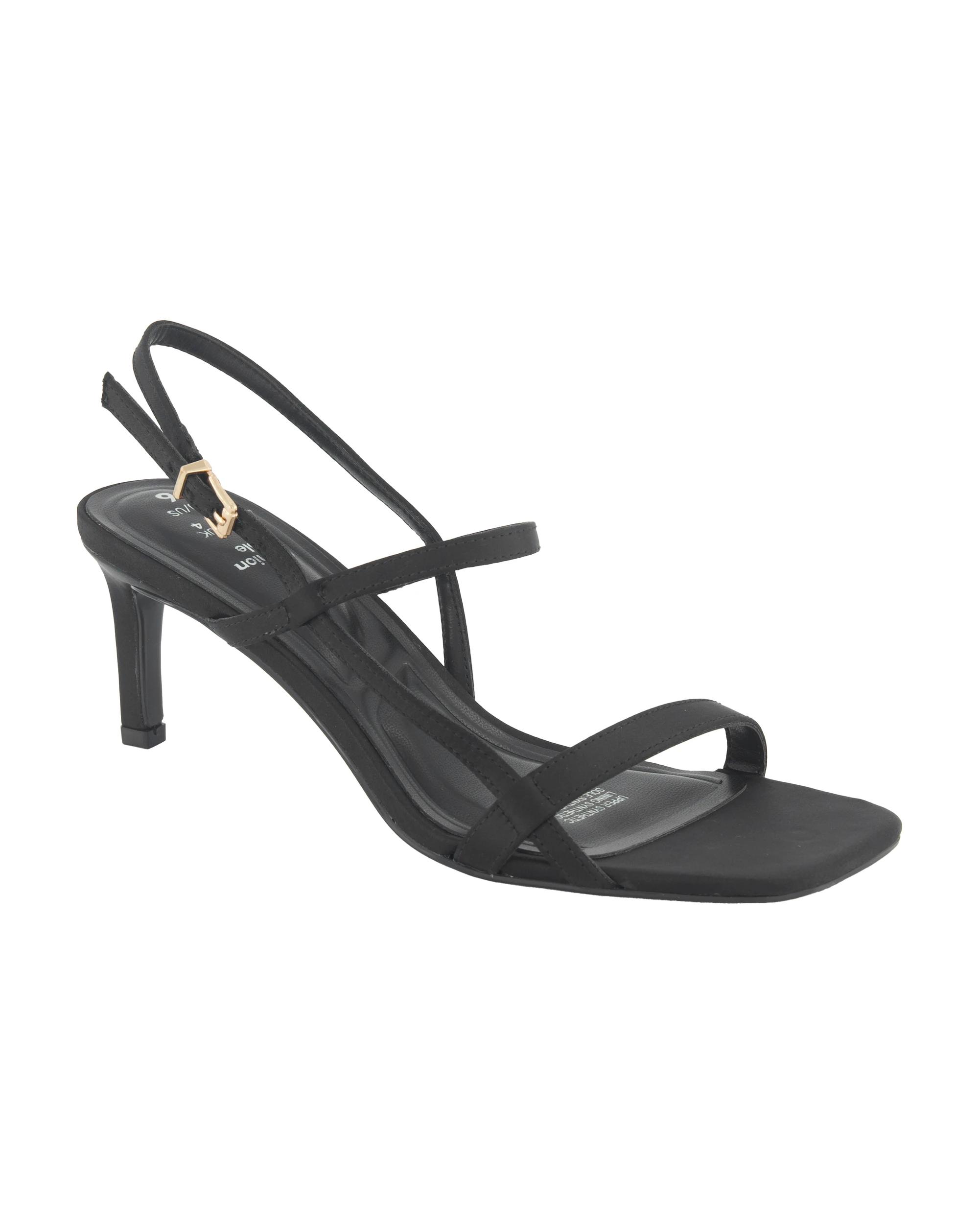 2 Satin Strap Heel Sandals Black, 2 of 5