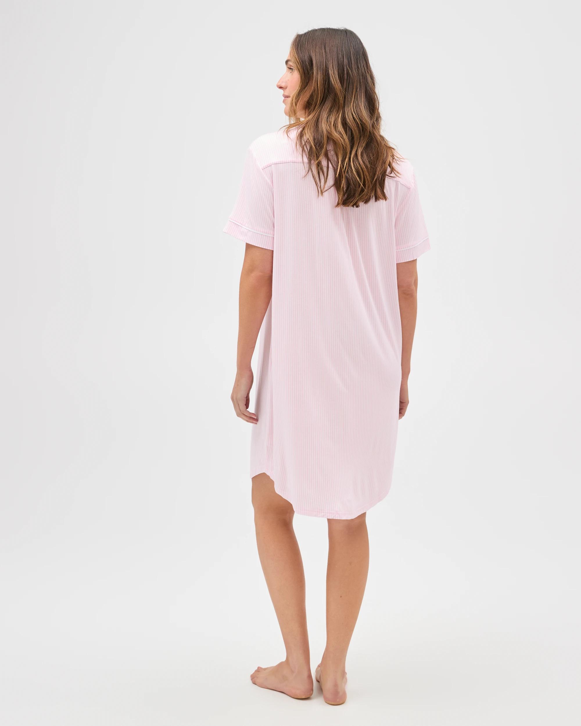 6 Target Woman Bamboo Short Sleeve Nightshirt PINK STRIPE, 6 of 6