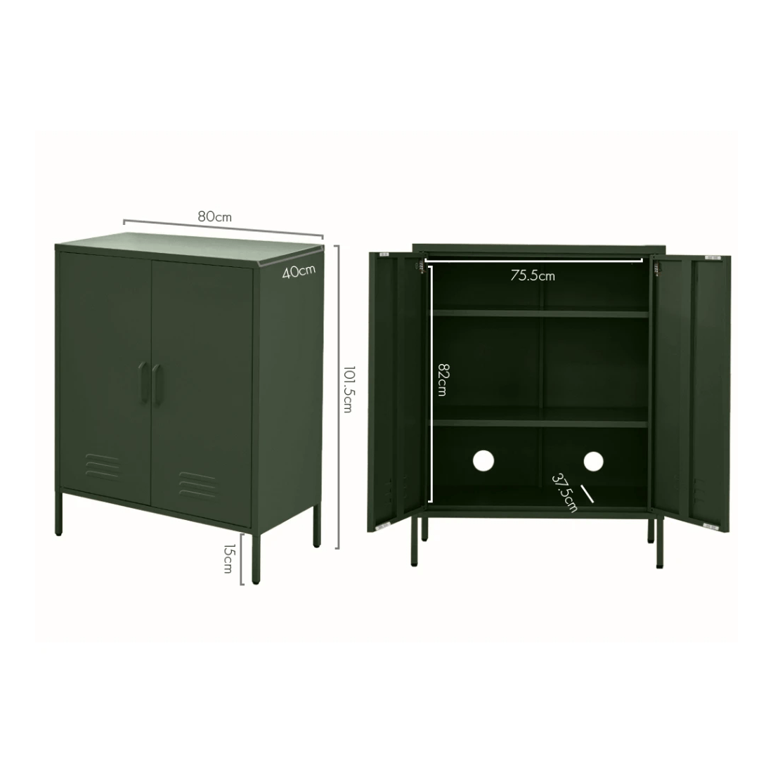 3 Artiss Buffet Sideboard Metal Cabinet - SWEETHEART - Green, 3 of 7