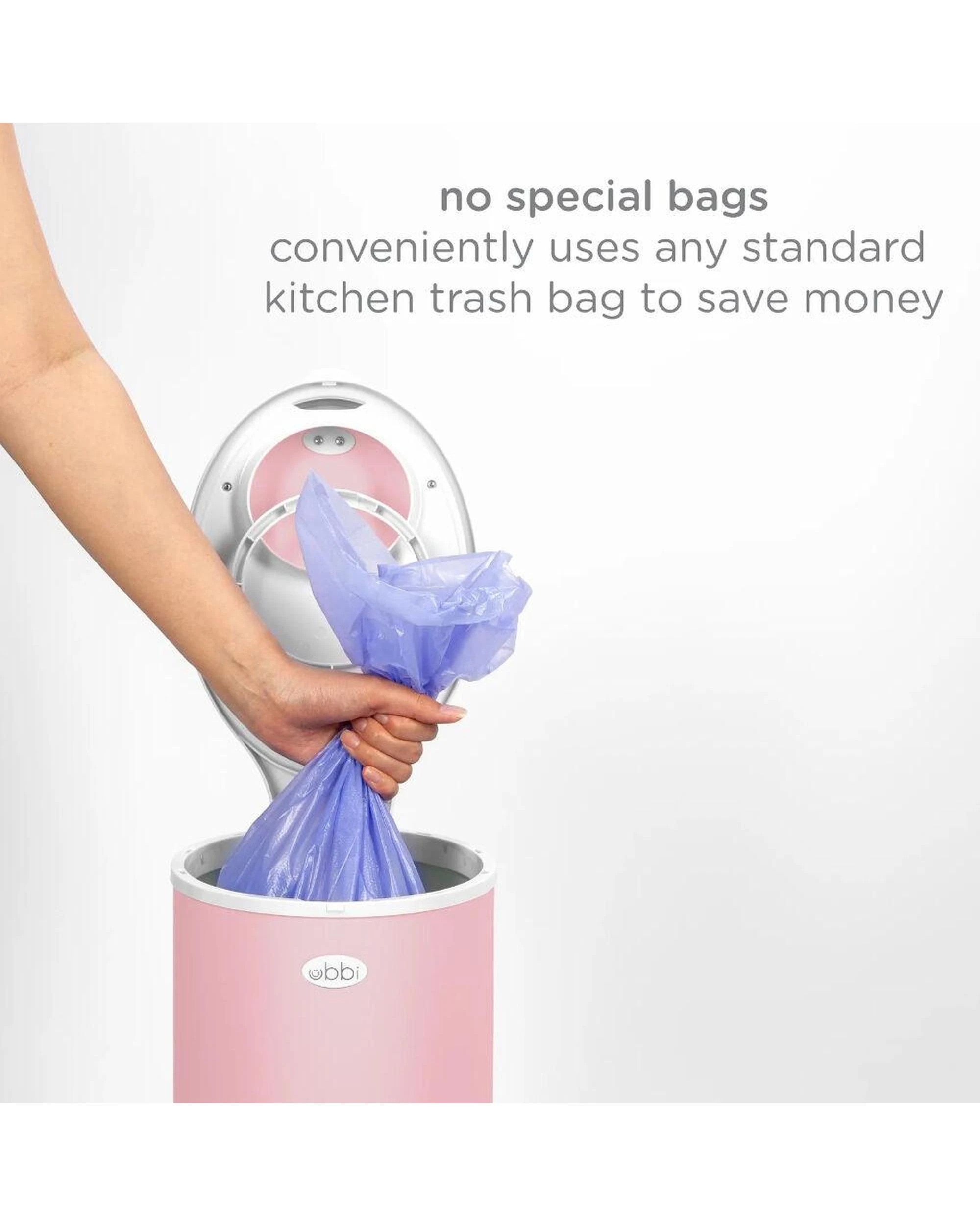 6 Ubbi Nappy Bin Diaper Pail  Matte Pink, 6 of 9