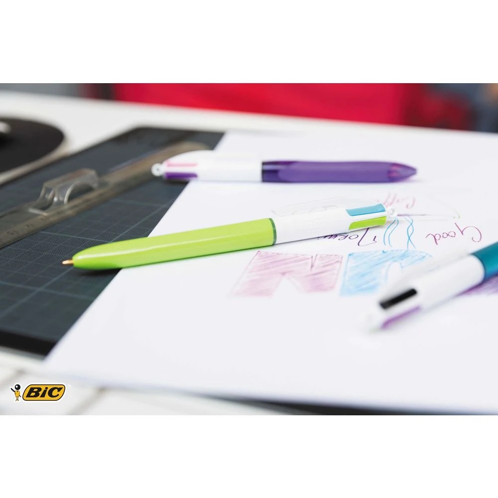 5 BIC 4 Colours Grip Retractable Ballpoint Pen 1mm Fashion, 5 of 5