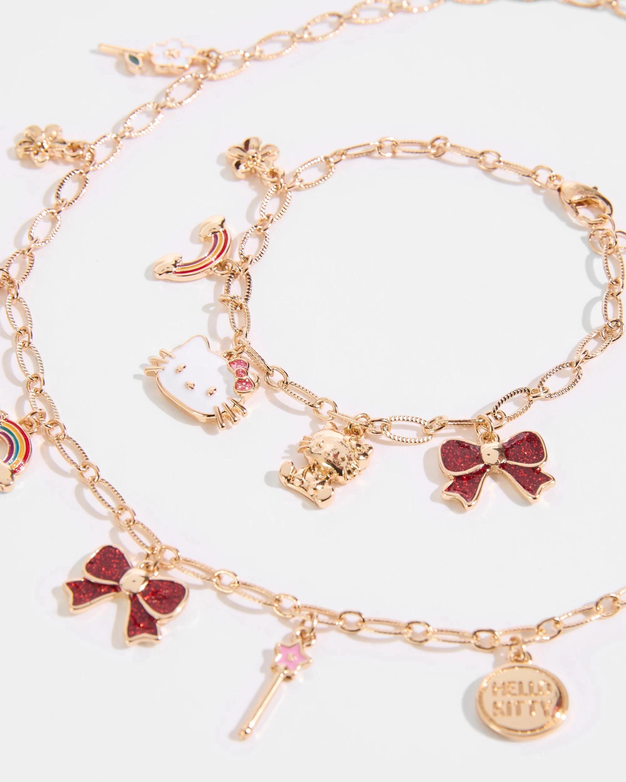 2 Kids Licensed Hello Kitty Charm Bracelet and Necklace Set GOLD, 2 of 3