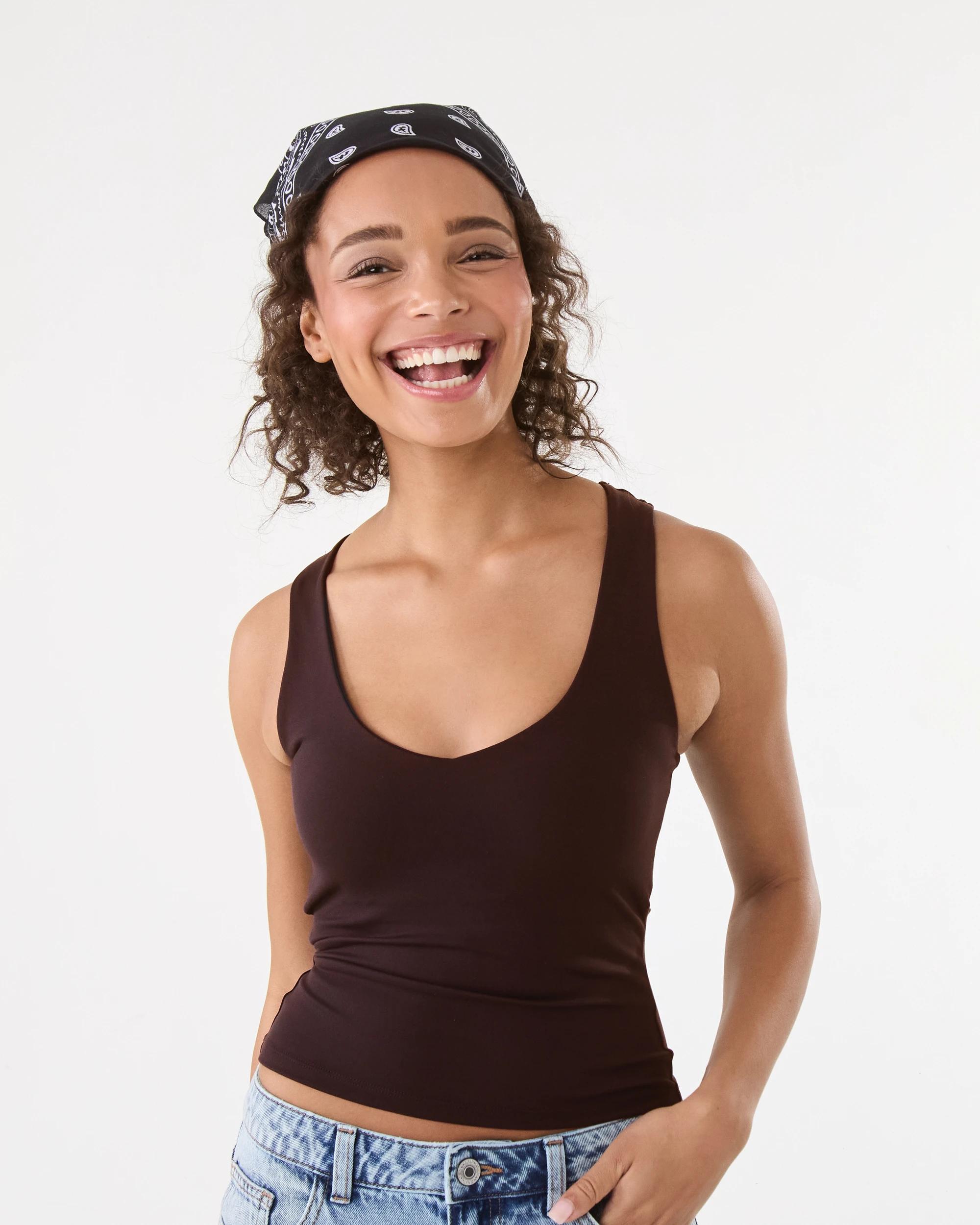 1 Contour V-Neck Shelf Tank Choc Plum, 1 of 7