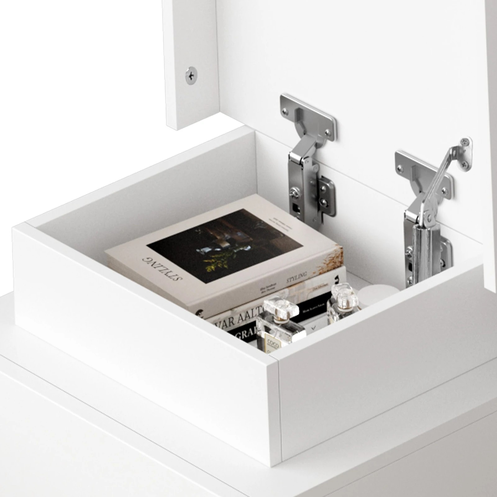 9 Alfordson Bedside Table RGB LED Nightstand 3 Drawers 4 Side High Gloss - White, 9 of 10