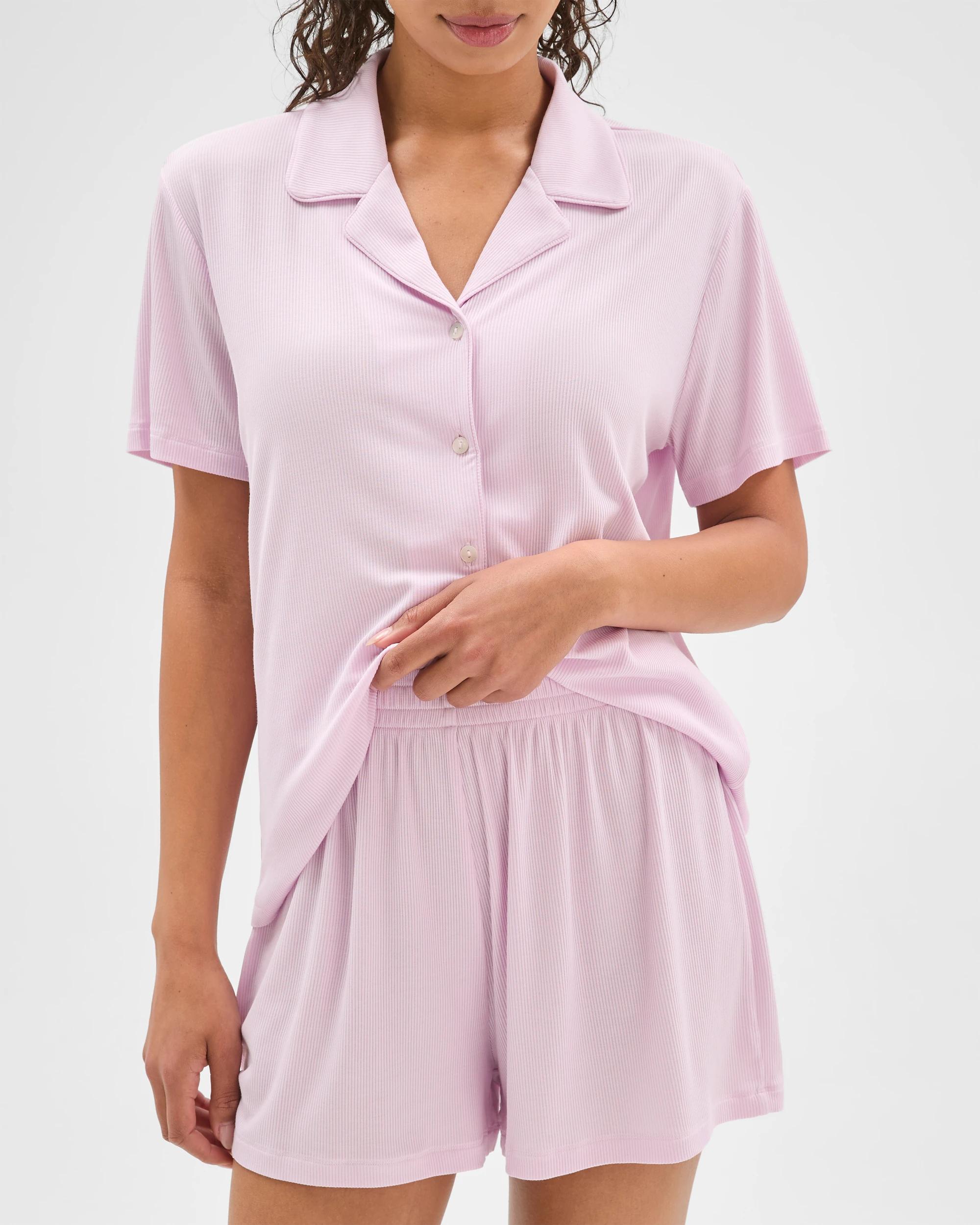 3 Target Woman Ribbed Short Pyjama Set PINK, 3 of 7