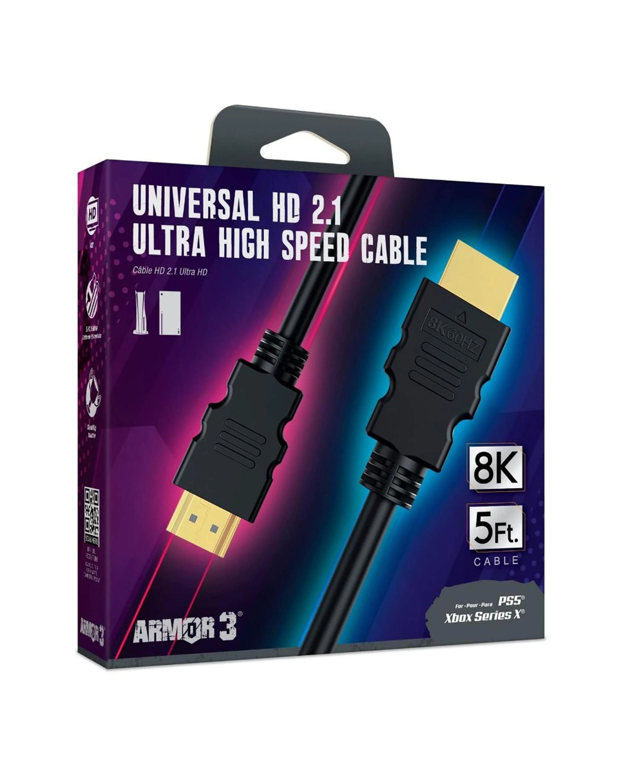 1 Armor3 5ft Universal HD 2.1 Ultra High-Speed Cable - Black, 1 of 2