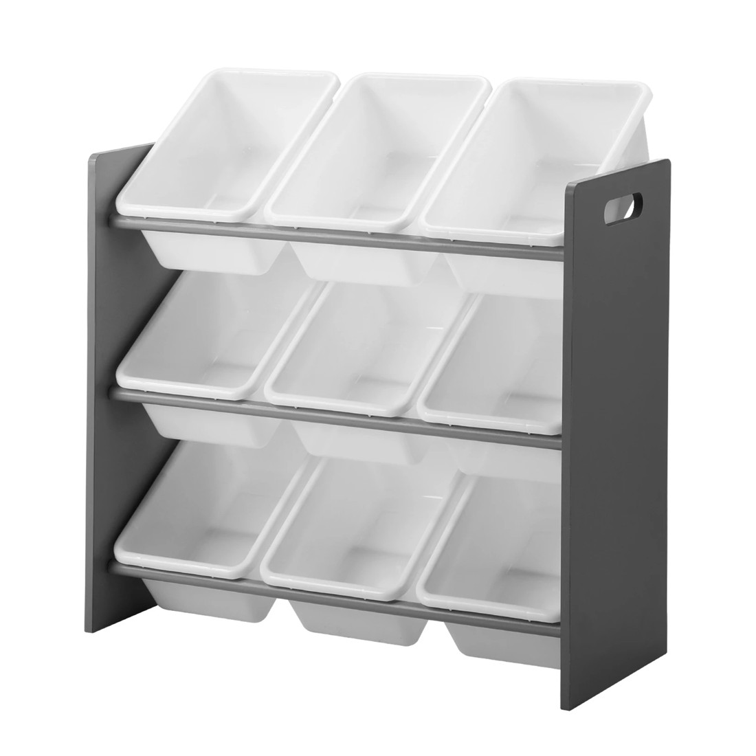 1 Oikiture Kids Toy Box Organiser 9 Bins Display Shelf Storage Rack Drawer
 - Grey, 1 of 7