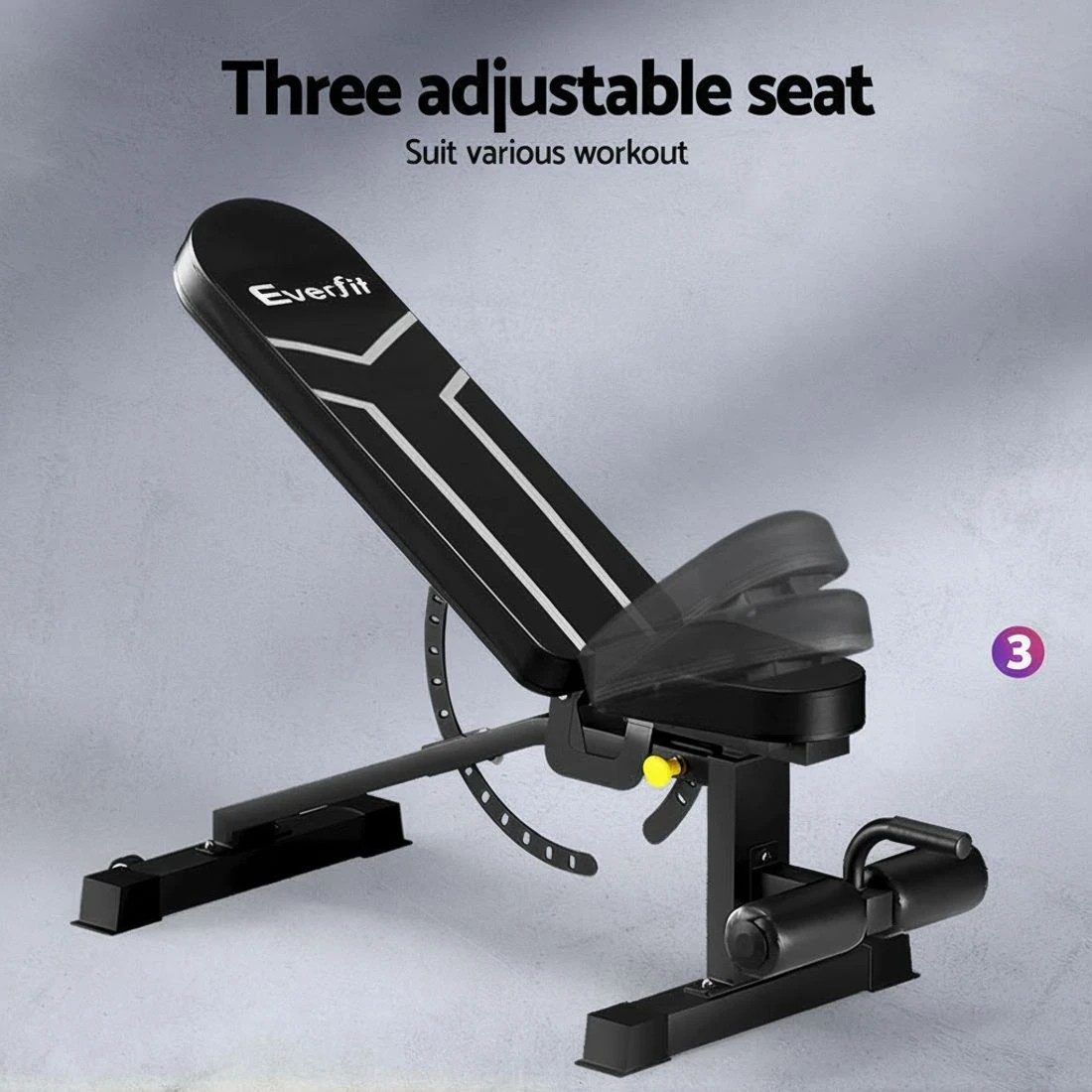 6 Everfit Weight Bench Adjustable FID Bench Press Home Gym 450kg Capacity - Black, 6 of 6