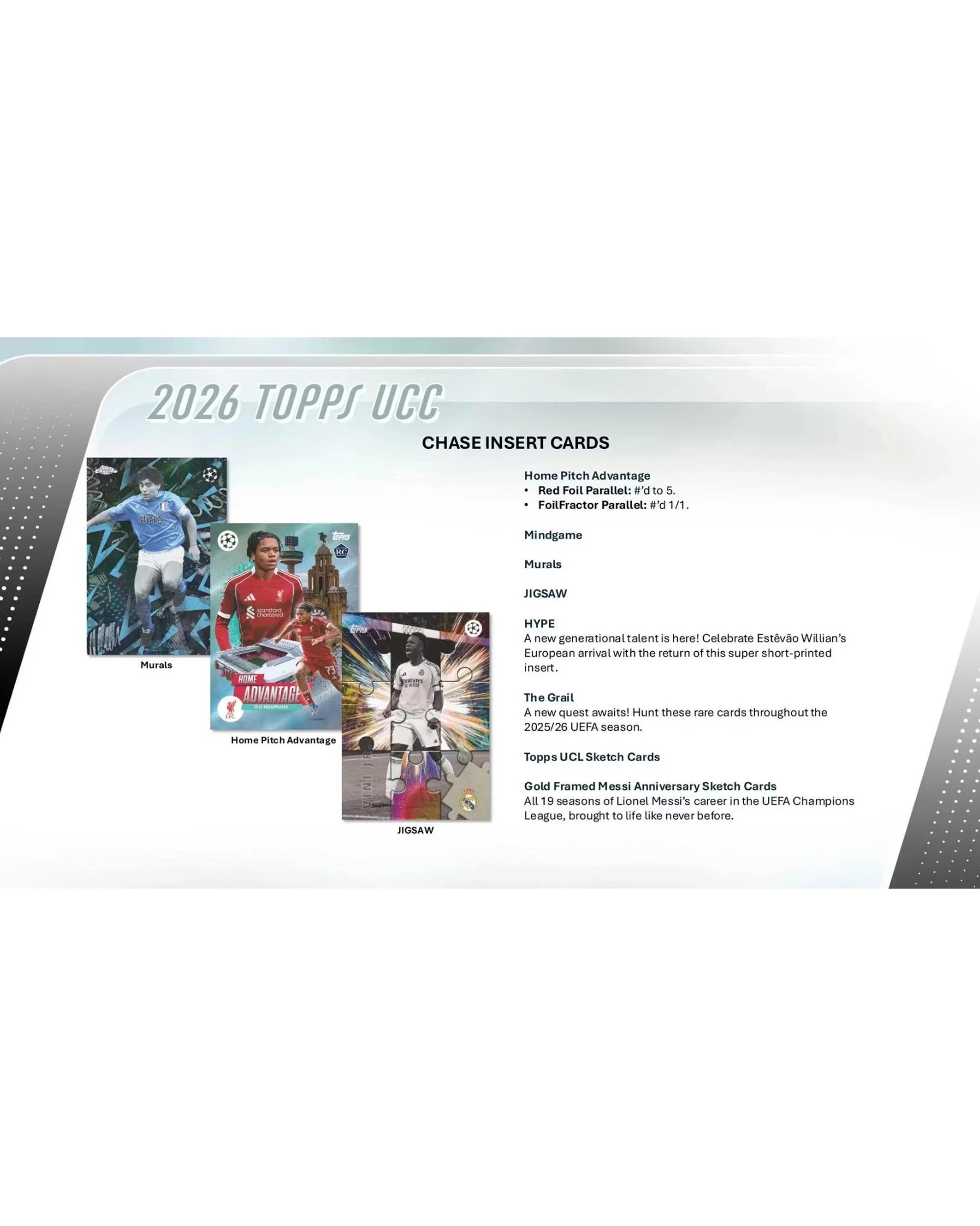 6 Topps 2026/2026 UEFA Club Competitions Soccer Hobby Pack, 6 of 10
