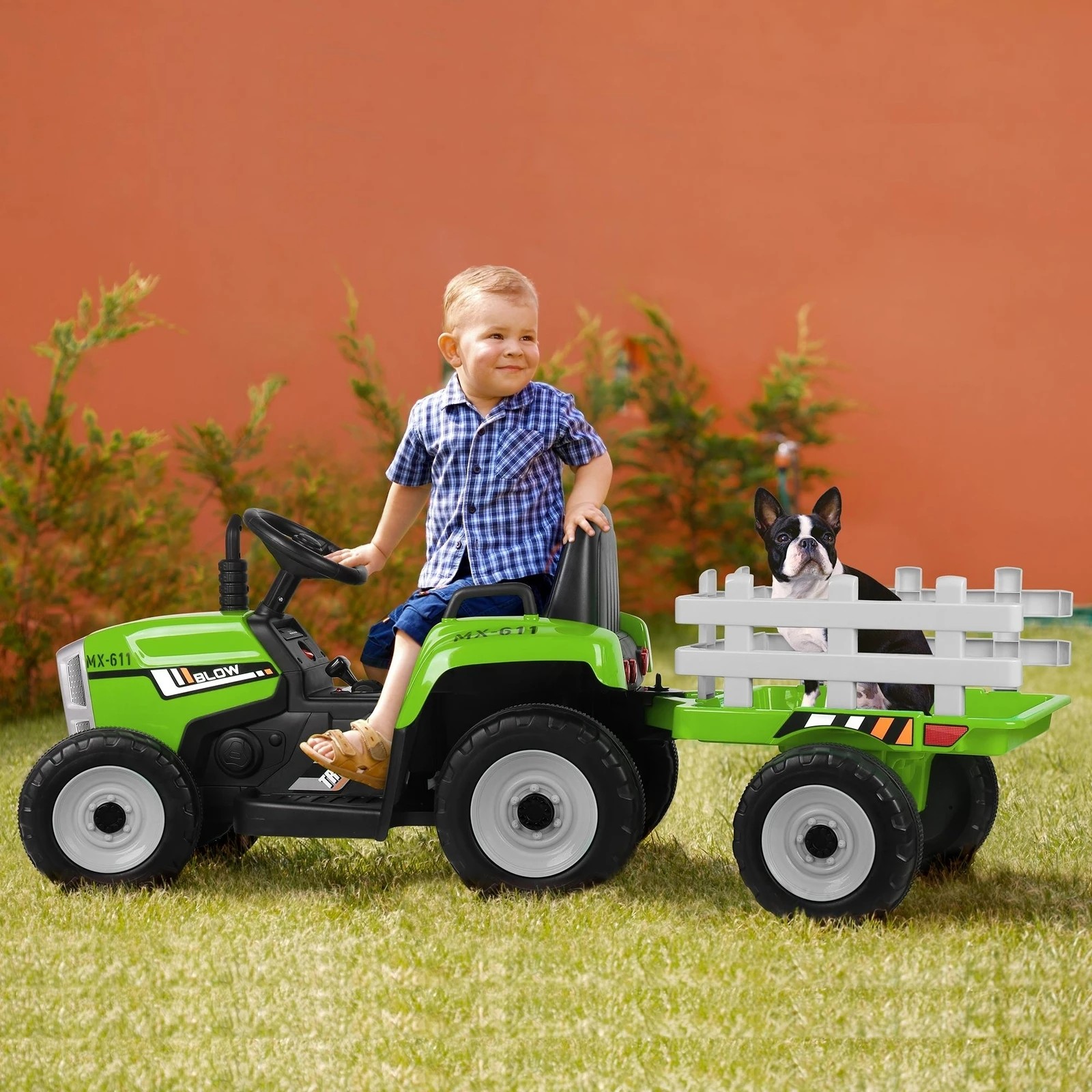 4 Alfordson Kids Ride On Car Tractor 12V Electric Toy Vehicle Child Toddlers - Green, 4 of 10