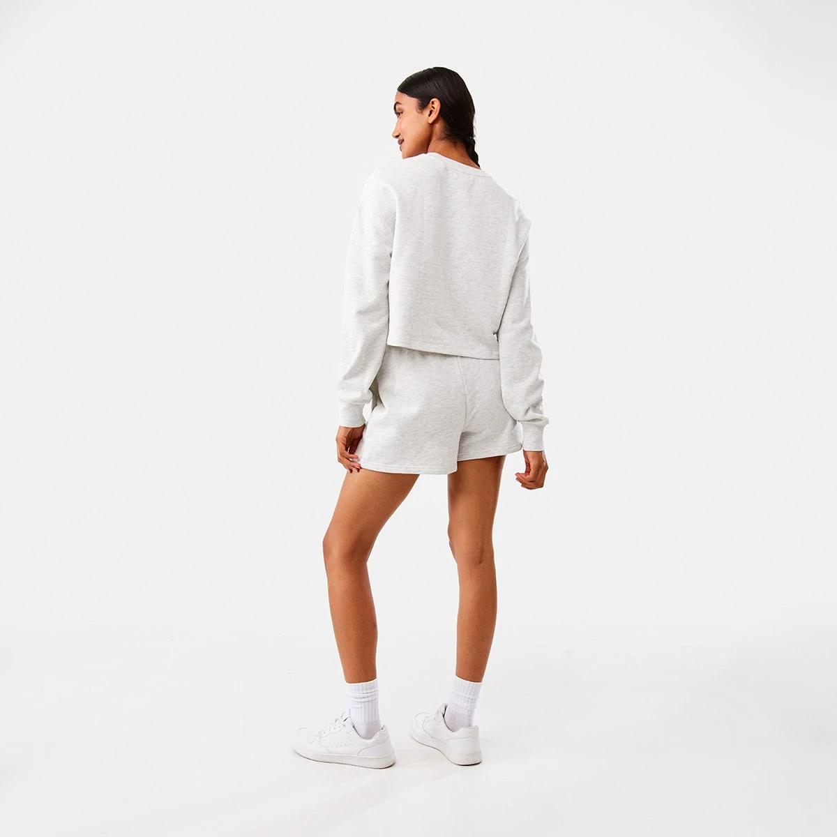 6 Active Womens Cropped Crew Neck Relaxed Sweatshirt White Marl, 6 of 10