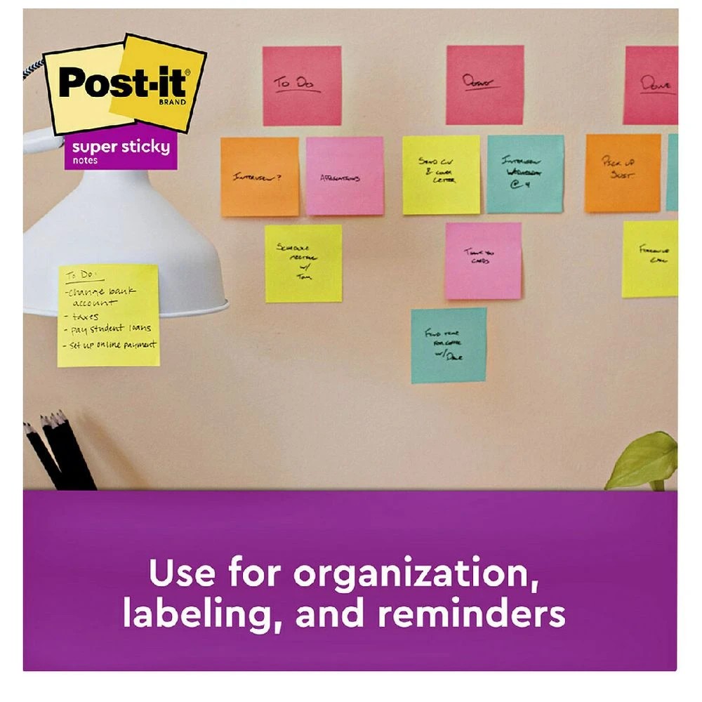 4 Post-it Super Sticky Disp Note 76x76mm Supernova Neons 6 Pack, 4 of 10