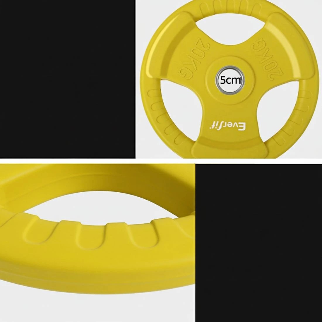 6 Everfit Weight Plates Olympic 20kg Dumbbell Barbell Plate Weight Lifting Home Gym - Yellow, 6 of 6
