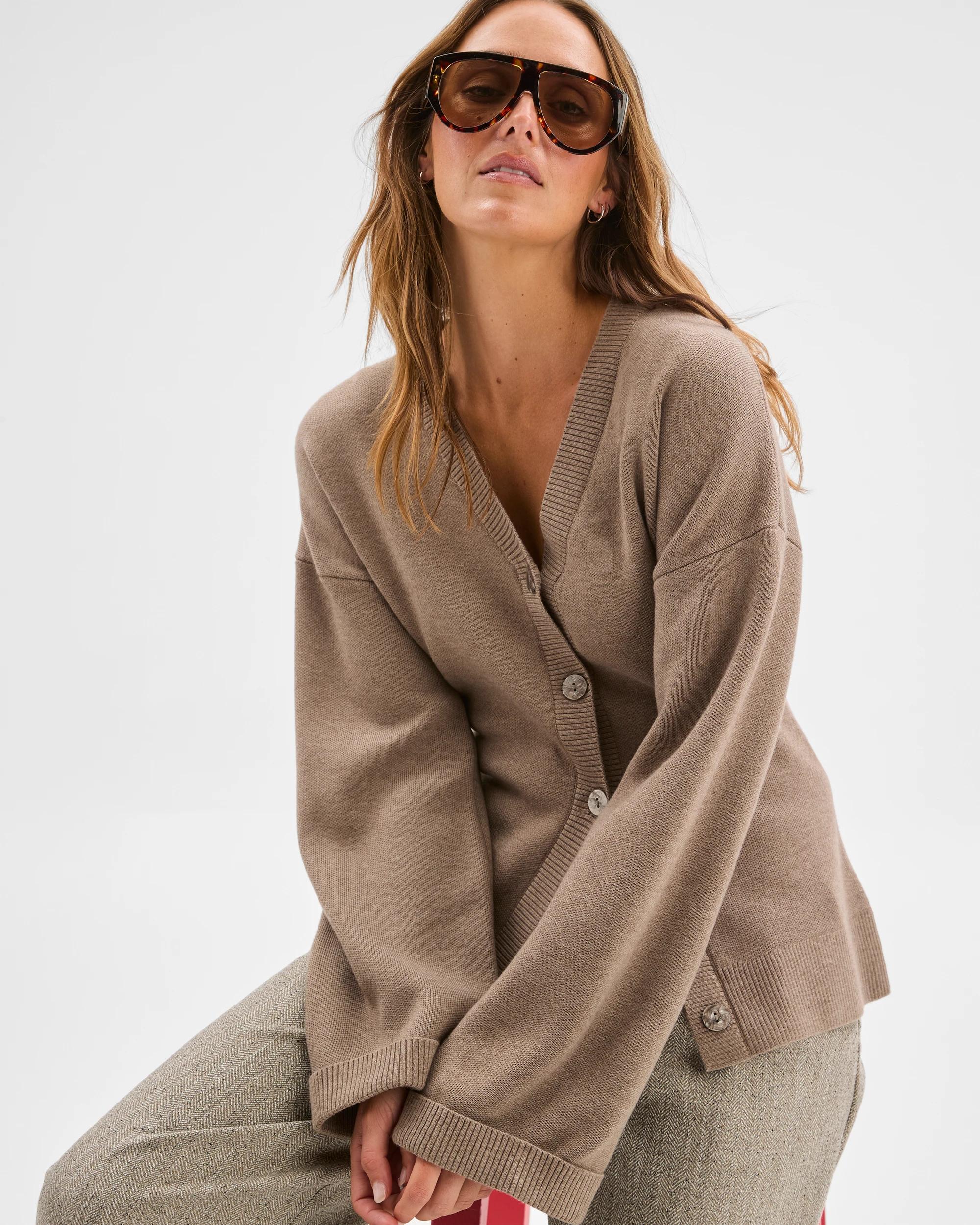 1 Preview Longline Knit Cardigan MOON GREY MARLE, 1 of 6