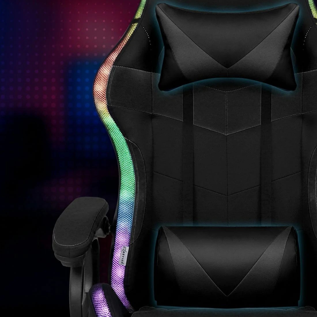 4 Artiss Gaming Office Chair 12 RGB LED Massage Computer Work Seat Footrest - Black, 4 of 7