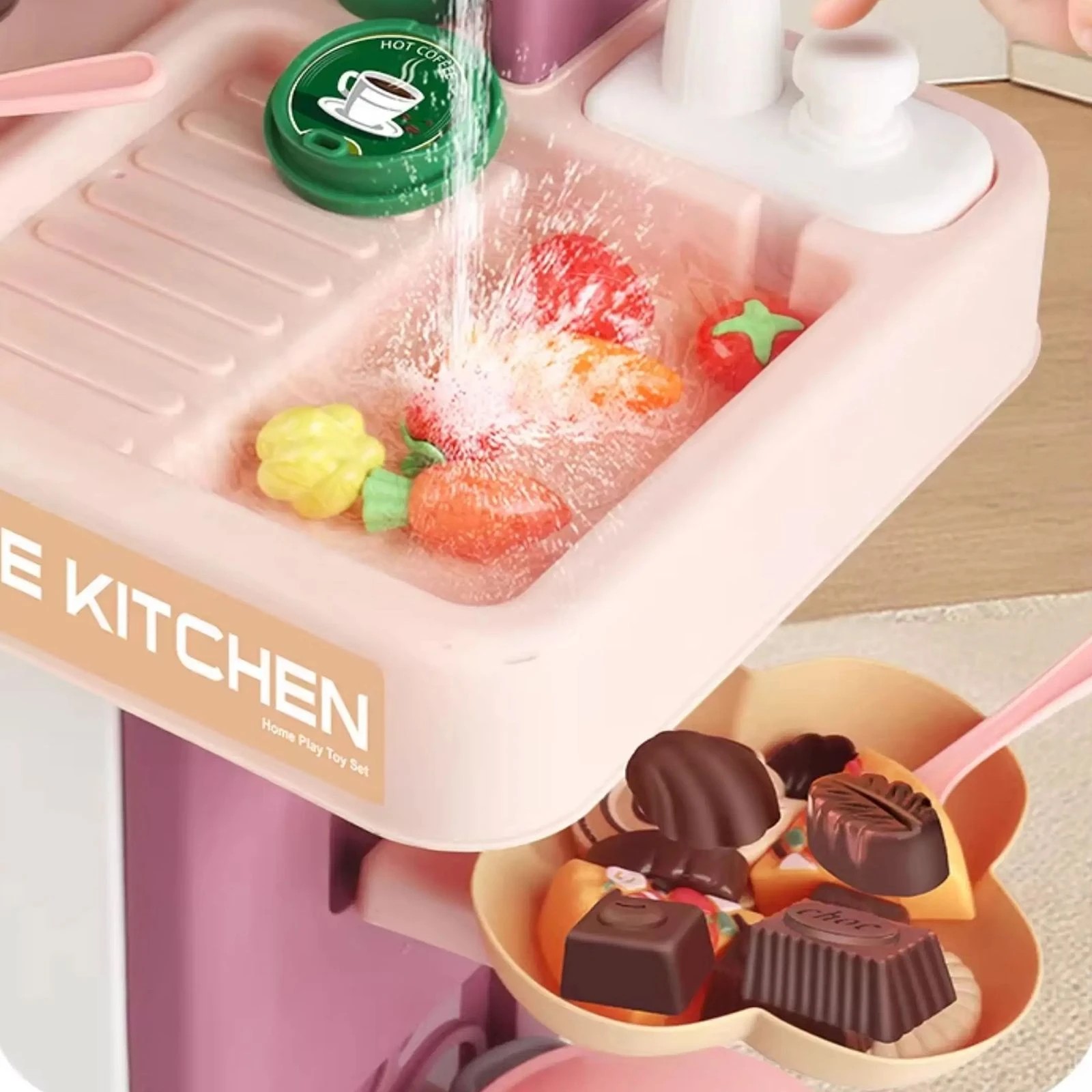6 Ausway Educational Kids Play Kitchen Learning Toys Set with Steam Stove, 6 of 7