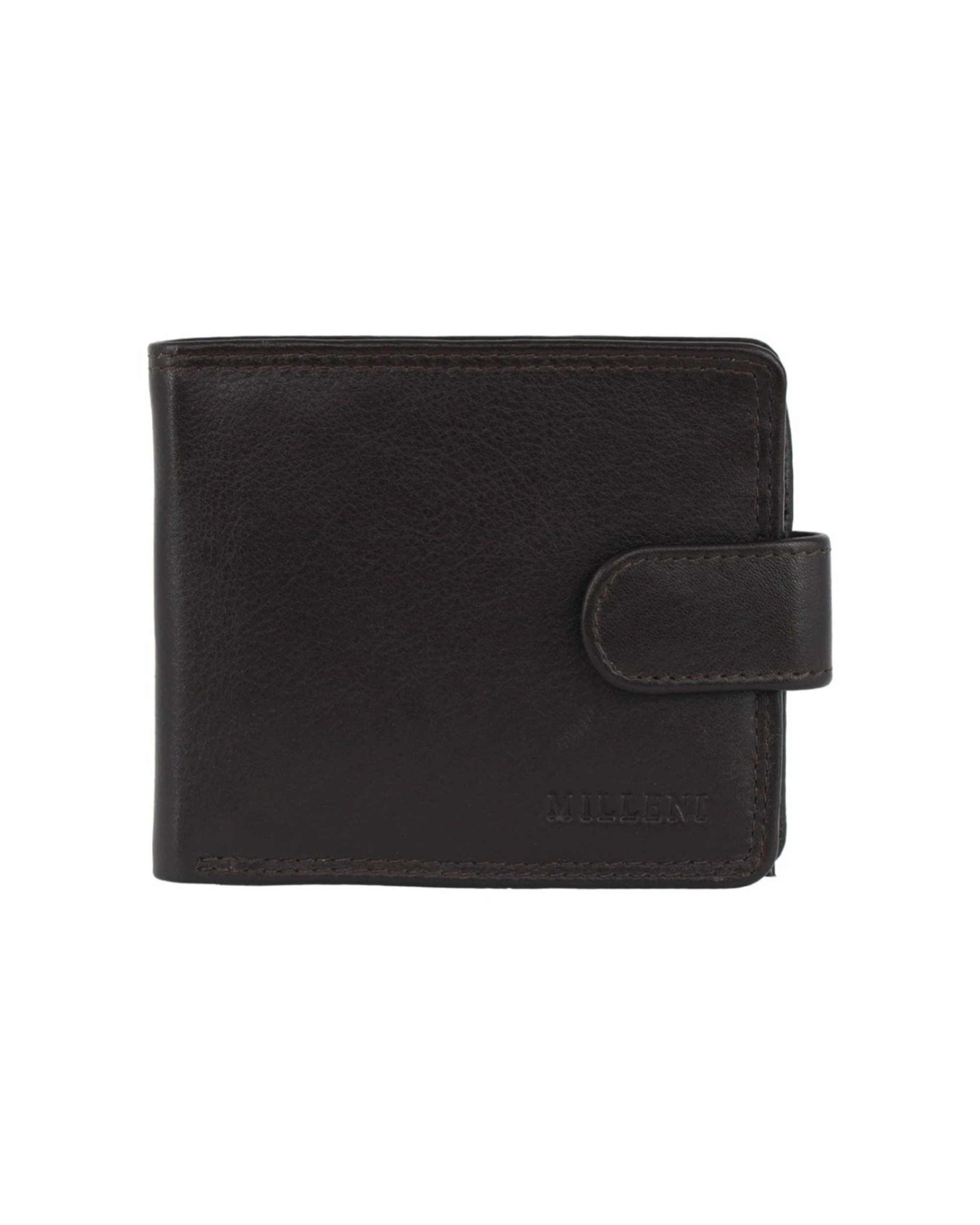 1 Milleni Men's Leather Wallet Accessory With Strap RFID Protected Soft - Brown, 1 of 1