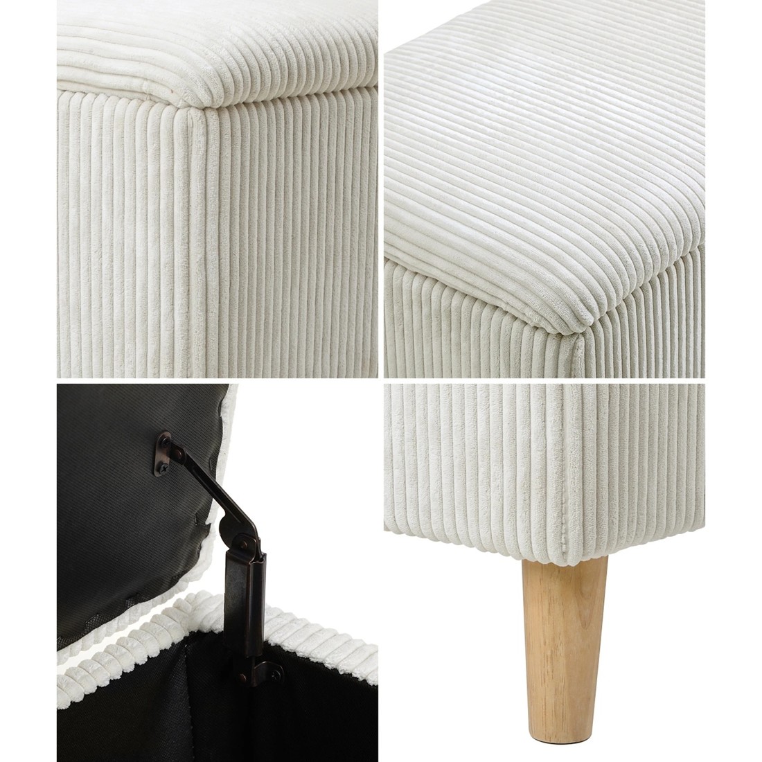 4 Oikiture Storage Ottoman Blanket Box Chest Toy Foot Stool Velvet
 - Beige, 4 of 10