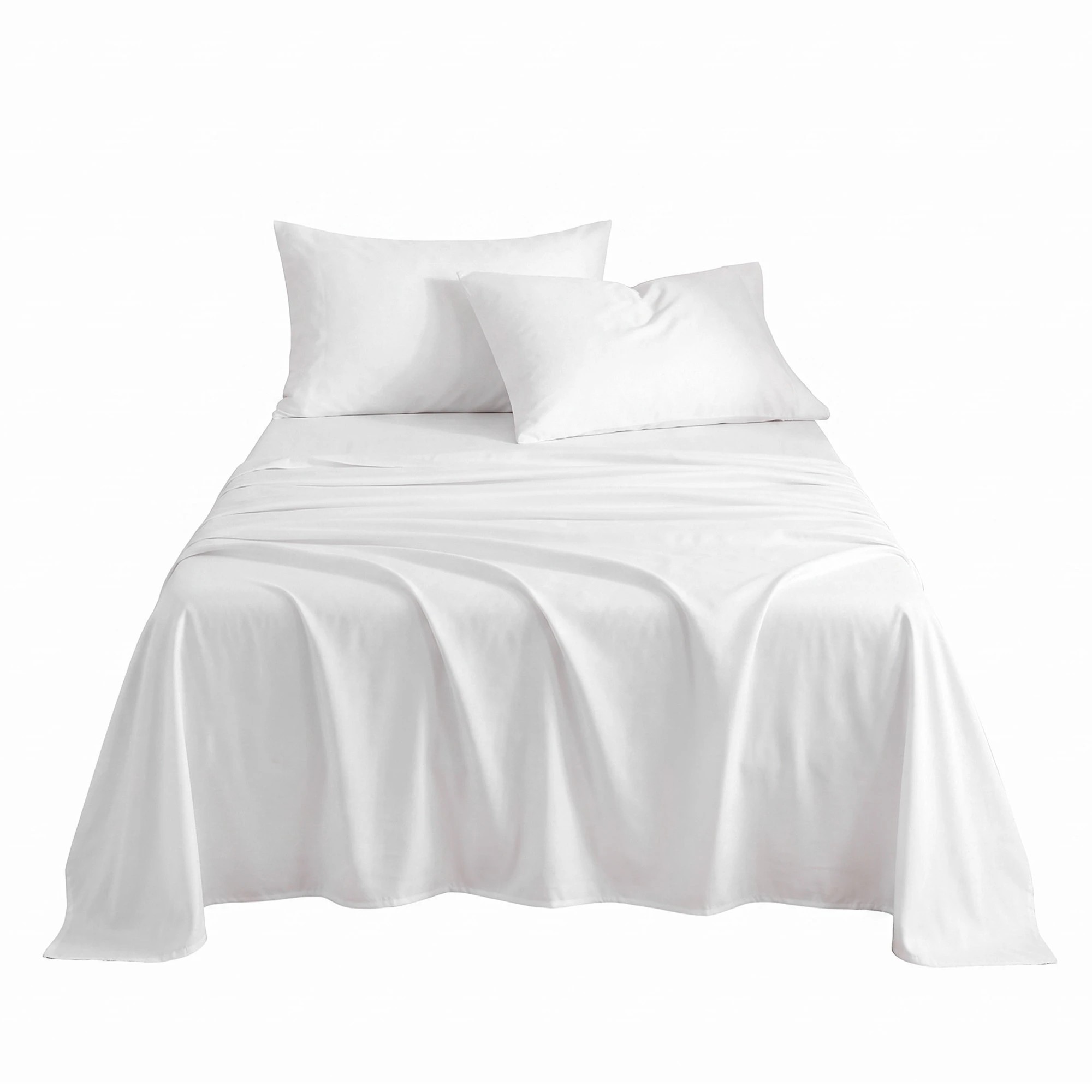 1 Giselle Bedding 500TC 100% Cotton Bed Sheet Set Includes Fitted Sheet 40cm Deep Pocket - Single Bed - White, 1 of 10