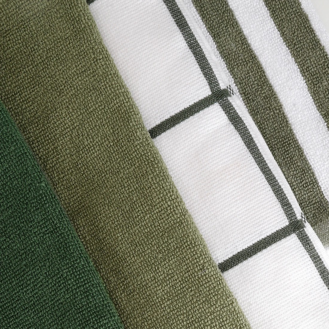 2 4 Pack Green Linear Terry Tea Towels, 2 of 7