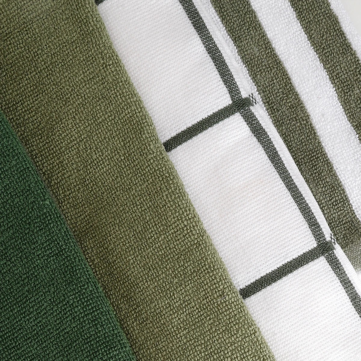 2 4 Pack Green Linear Terry Tea Towels, 2 of 7