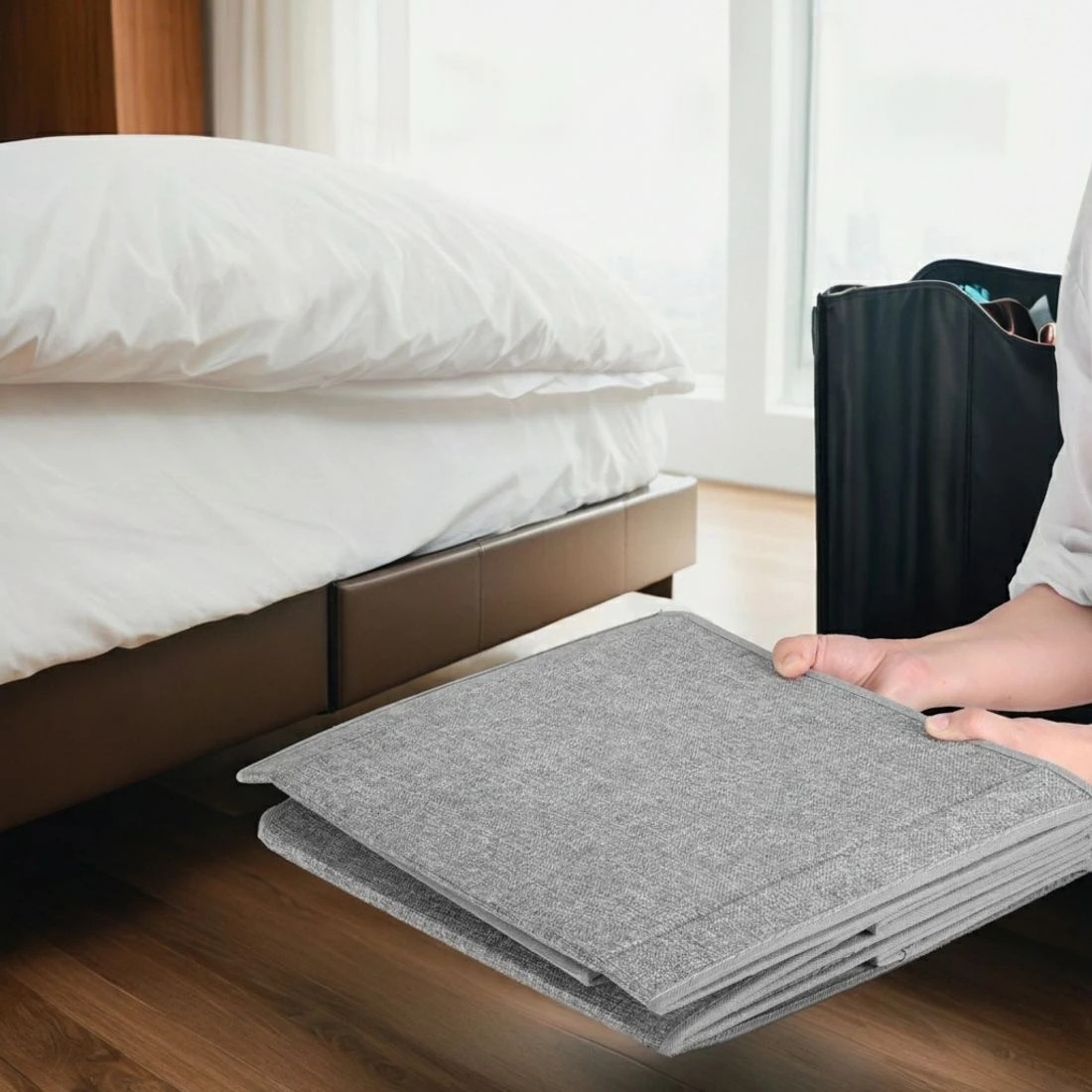 5 Keezi Large Toy Box Chest Storage with Flip-Top Lid Foldable Organizer Bins - Grey, 5 of 6