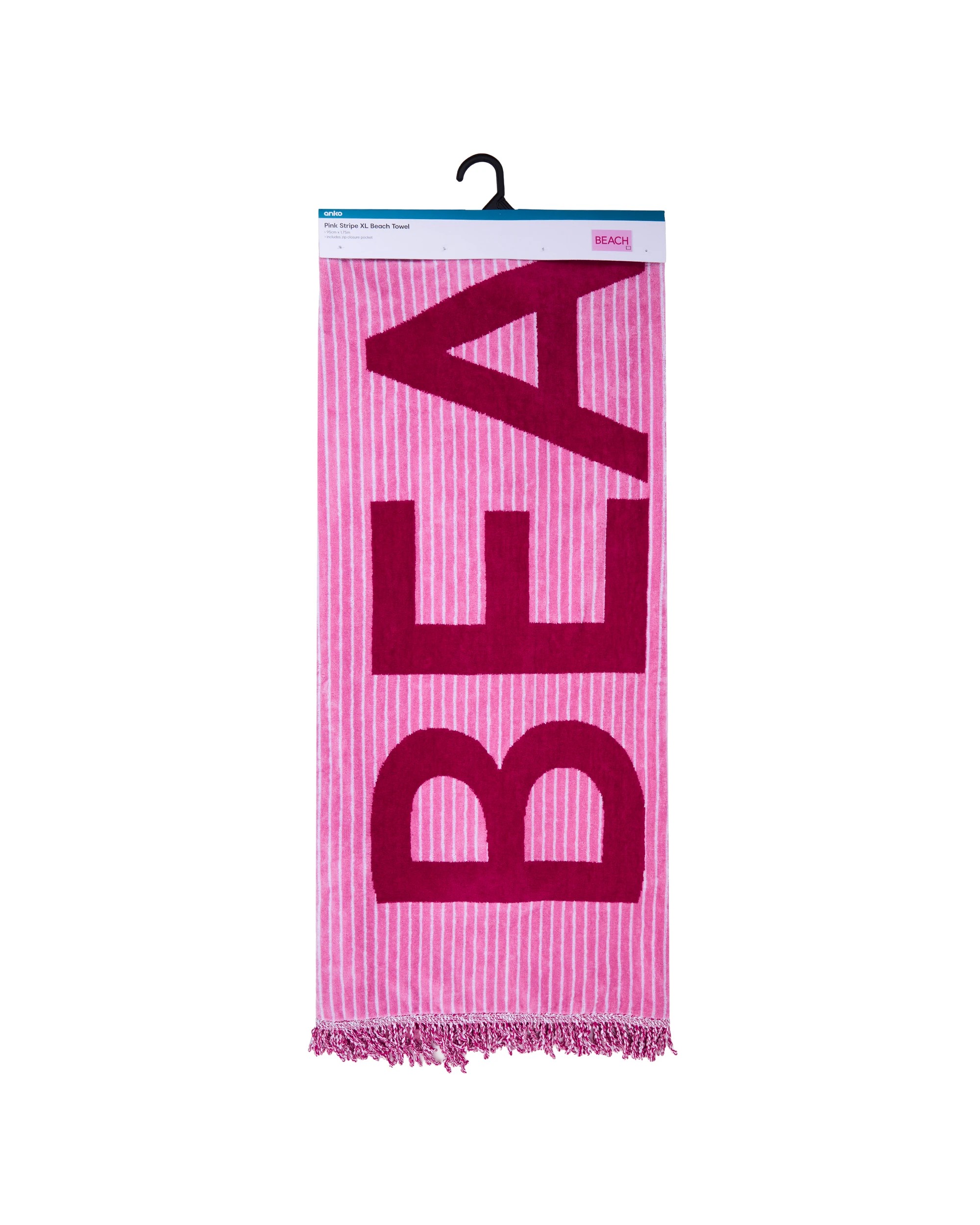 6 Cotton Stripe Extra Large Beach Towel - Pink, 6 of 6