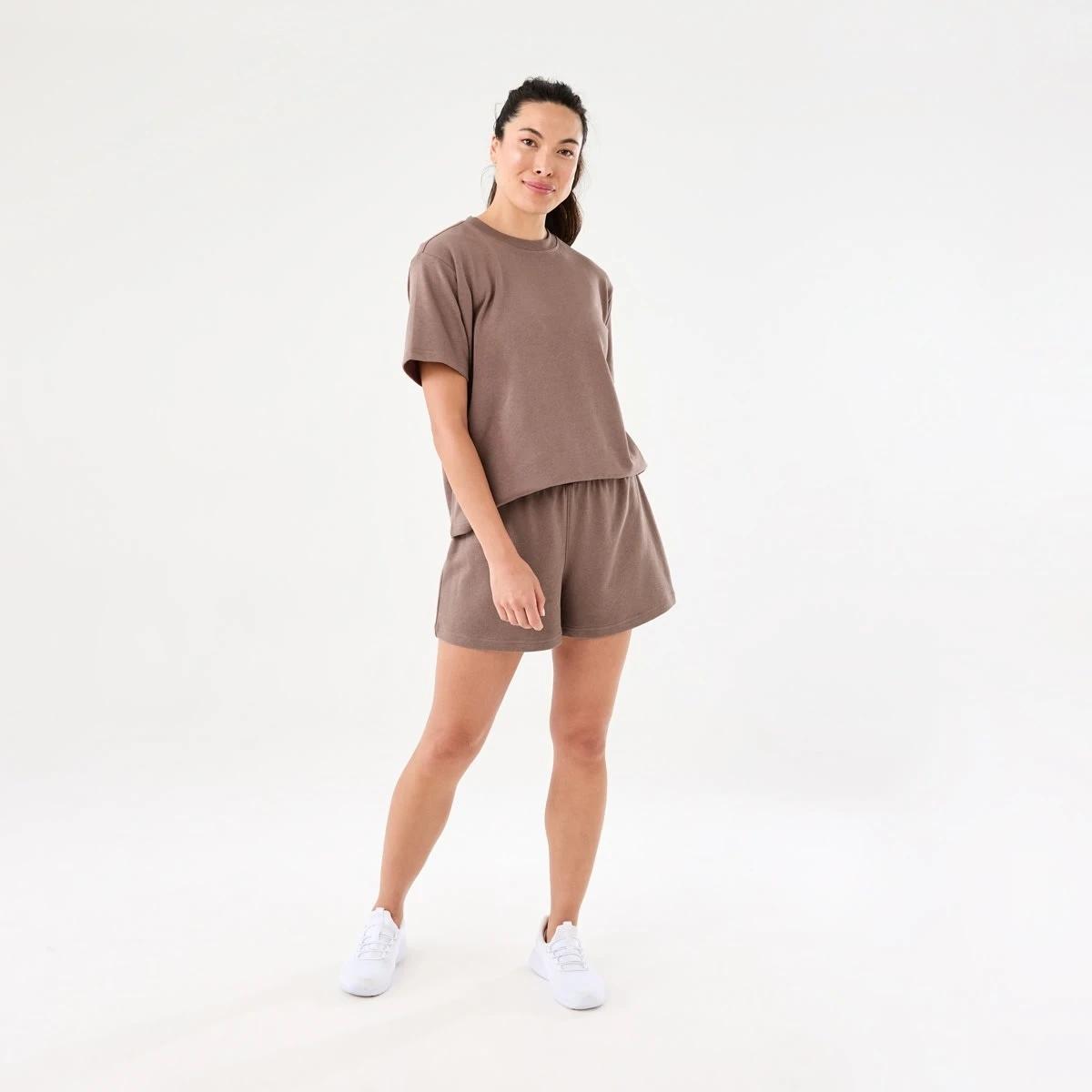 6 Active Womens Terry Everyday Shorts Nutmeg, 6 of 6