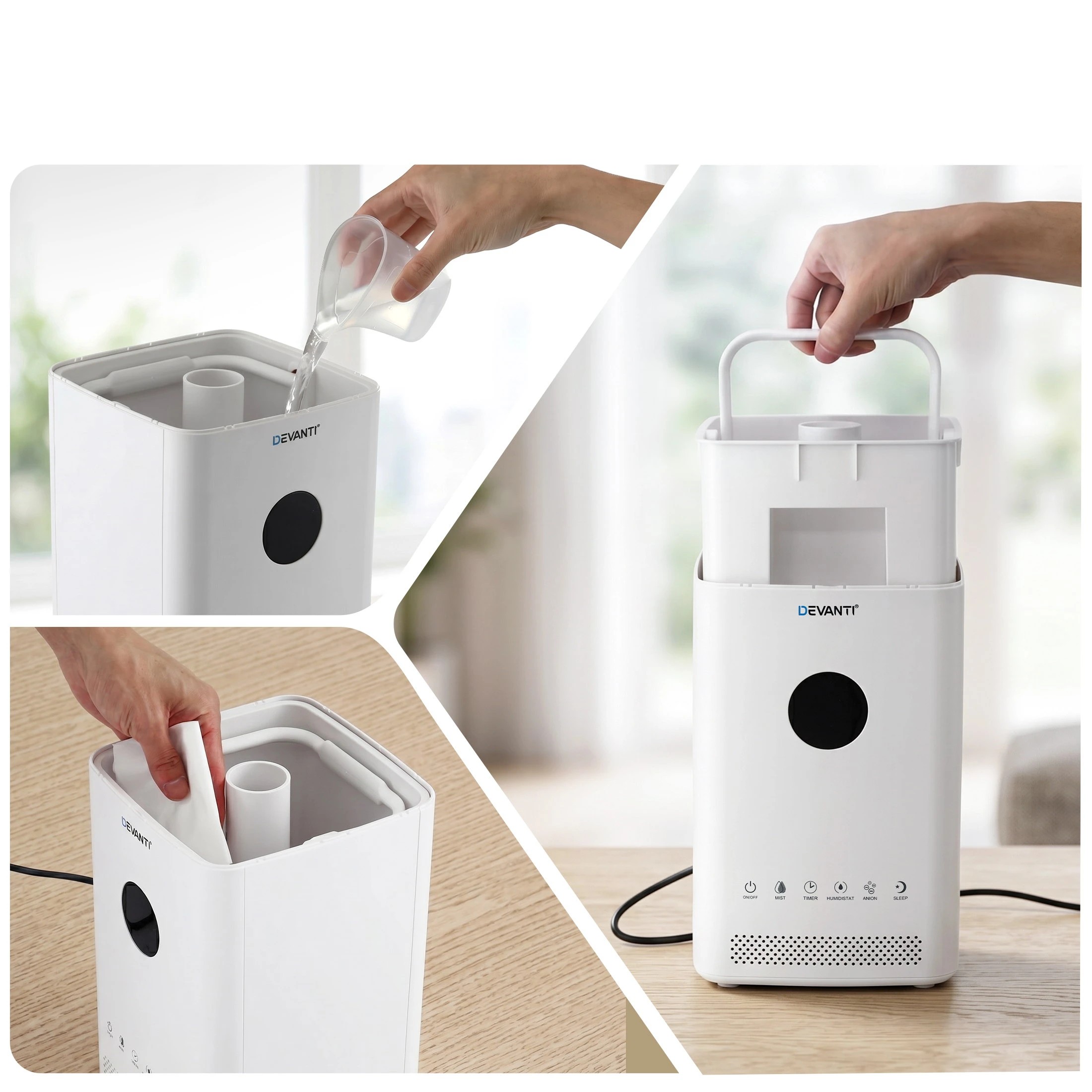 7 Devanti 5L Ultrasonic Humidifier and Air Purifier - White, 7 of 8