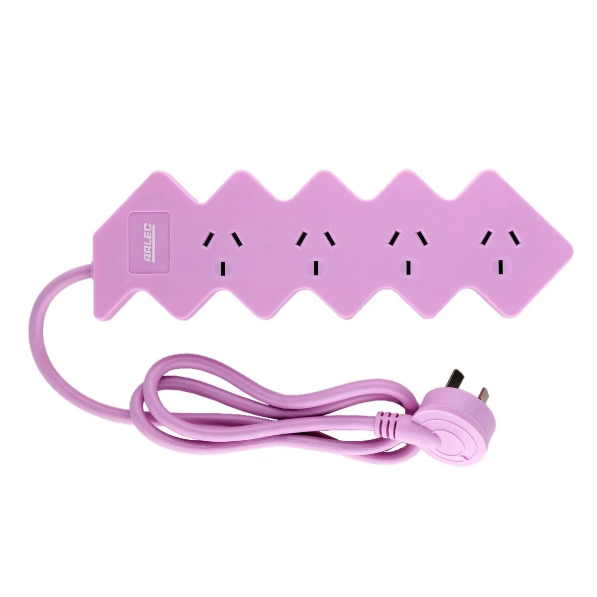 2 Arlec 4 Outlet Hexagon Overload Protected Powerboard - Pink, 2 of 4