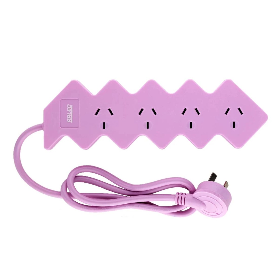 2 Arlec 4 Outlet Zig Zag Overload Protected Powerboard - Pink, 2 of 5