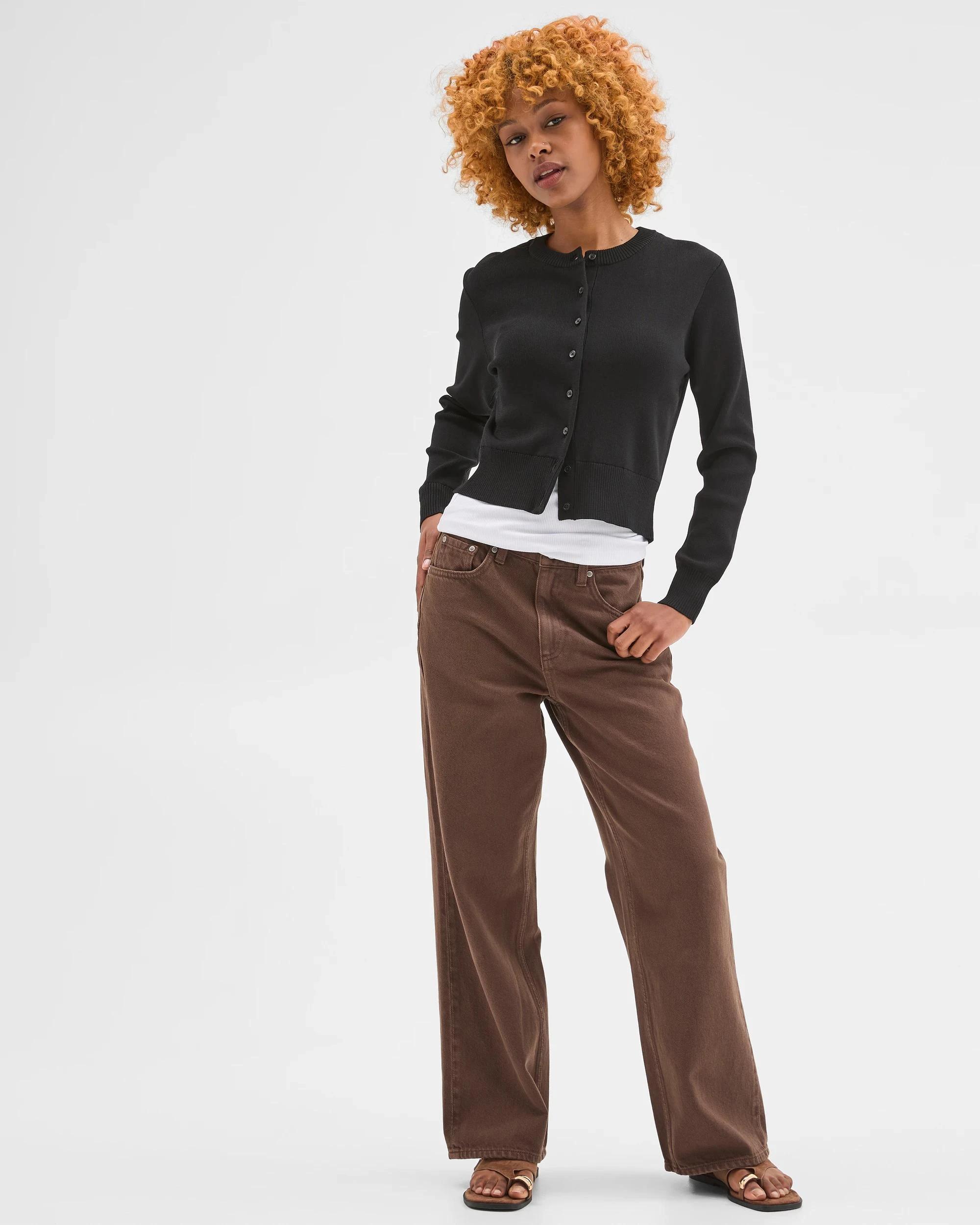 2 Target Petites Crepe Knit Cardigan BLACK, 2 of 5