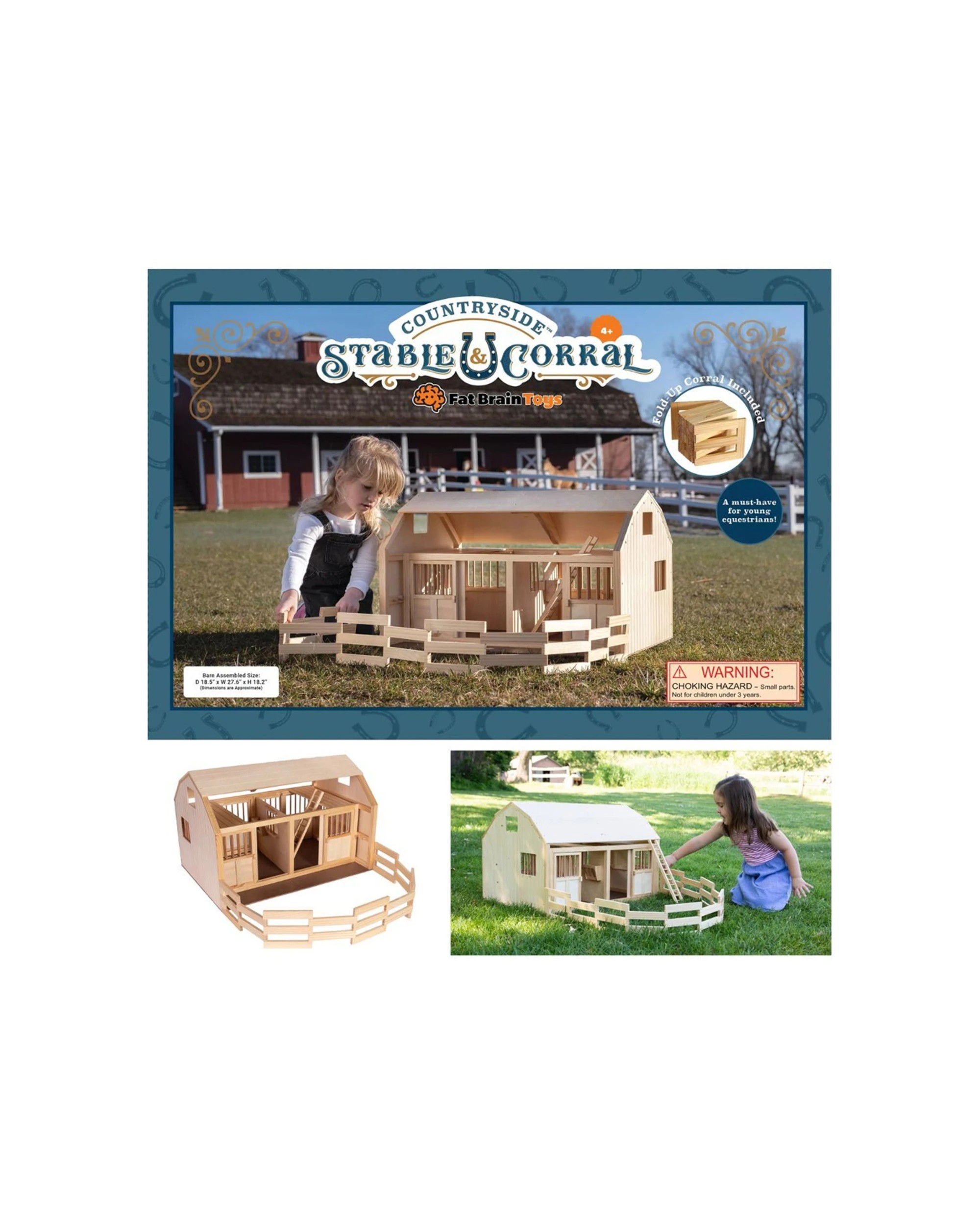 5 Countryside Wooden Stable & Barn Kids Children Farm Creative Play Toy Set - Natural, 5 of 5