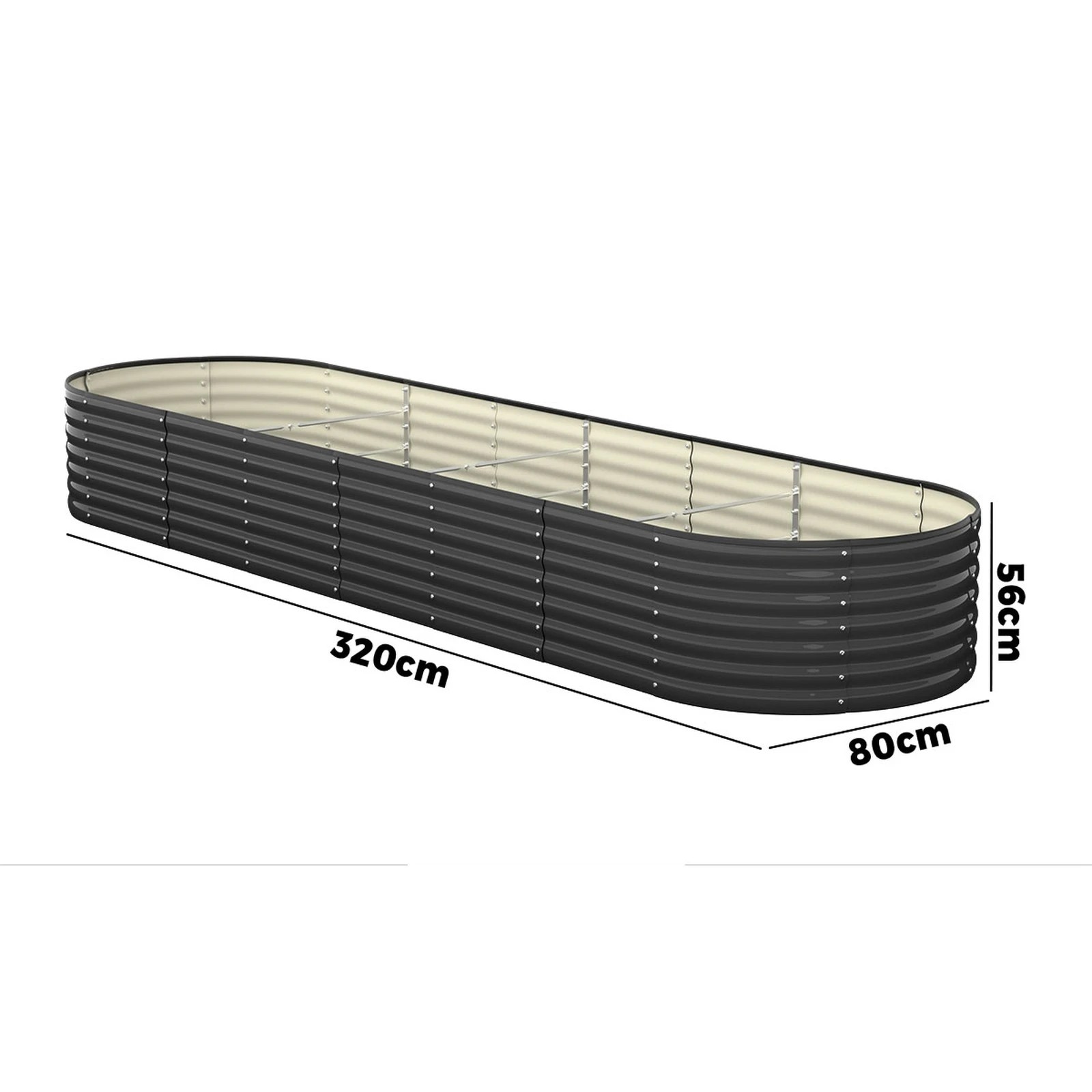 2 Livsip Raised Garden Bed Beds Kit Planter Oval Galvanised Steel 320cmX80cmX56cm - Grey, 2 of 9