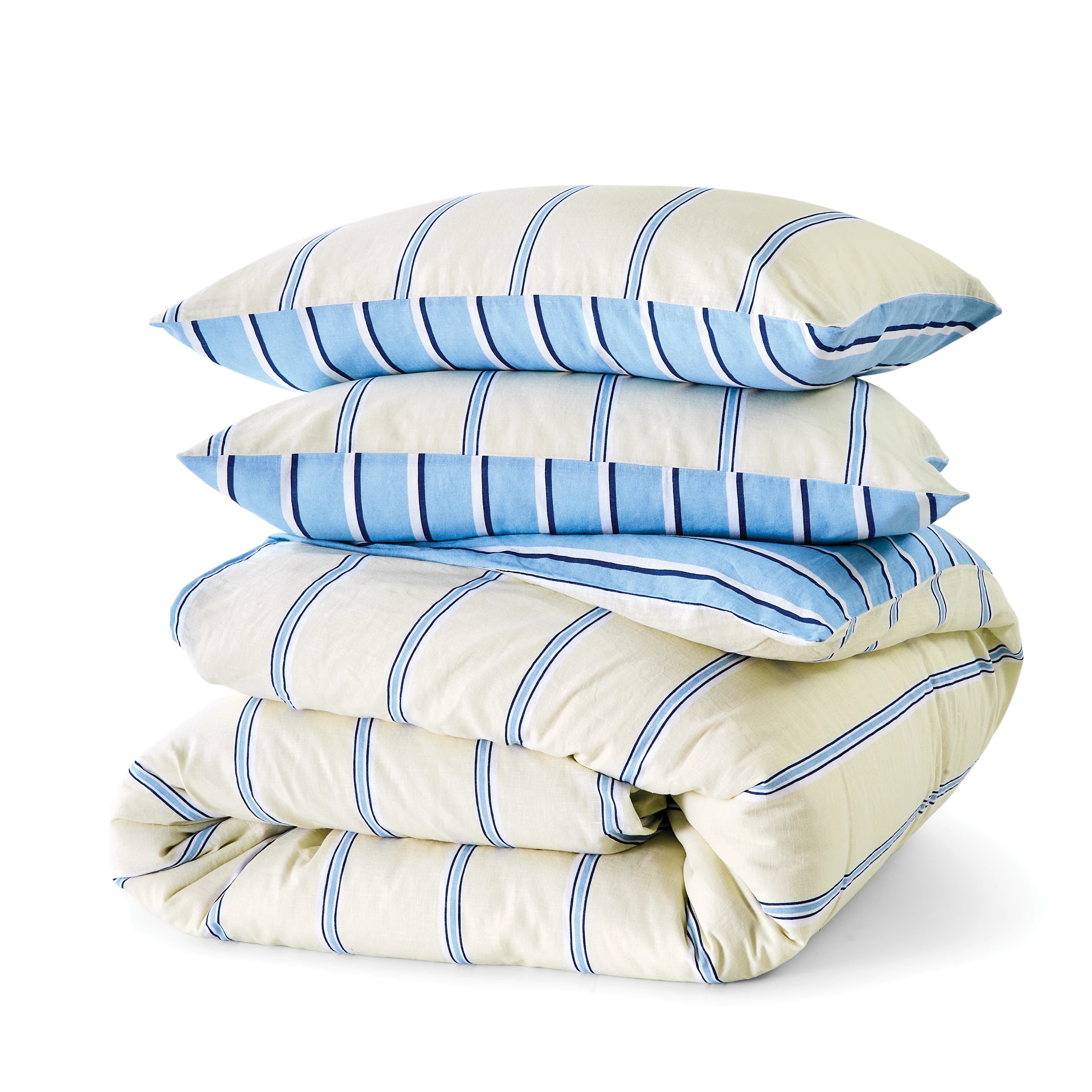 7 Stripe Linen Cotton Reversible Quilt Cover Set - Queen Bed, Butter, 7 of 9