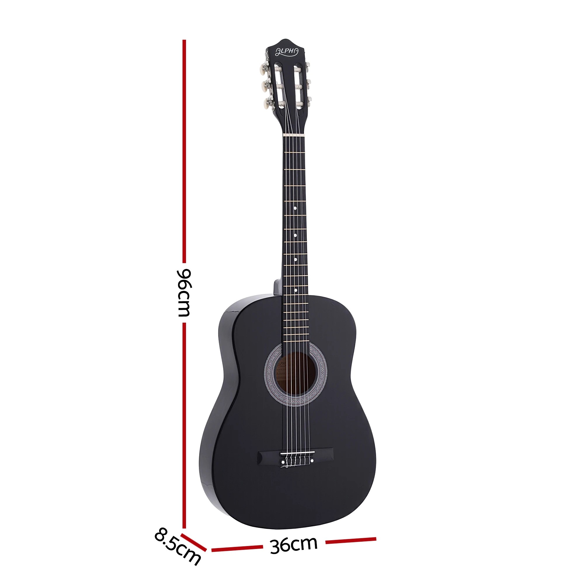 3 Alpha 38 Inch Acoustic Guitar Full Size Classical Cutaway Nylon String - Black, 3 of 9