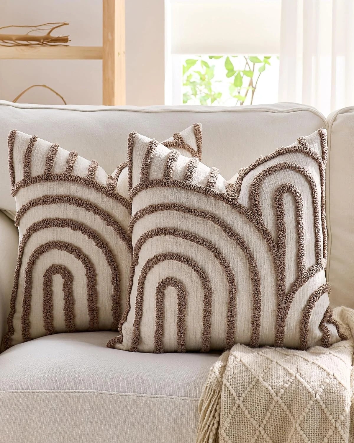 1 Gioia Casa 2-Pack Tufted Arch Cushion Covers 45cm x 45cm - Brown, 1 of 4