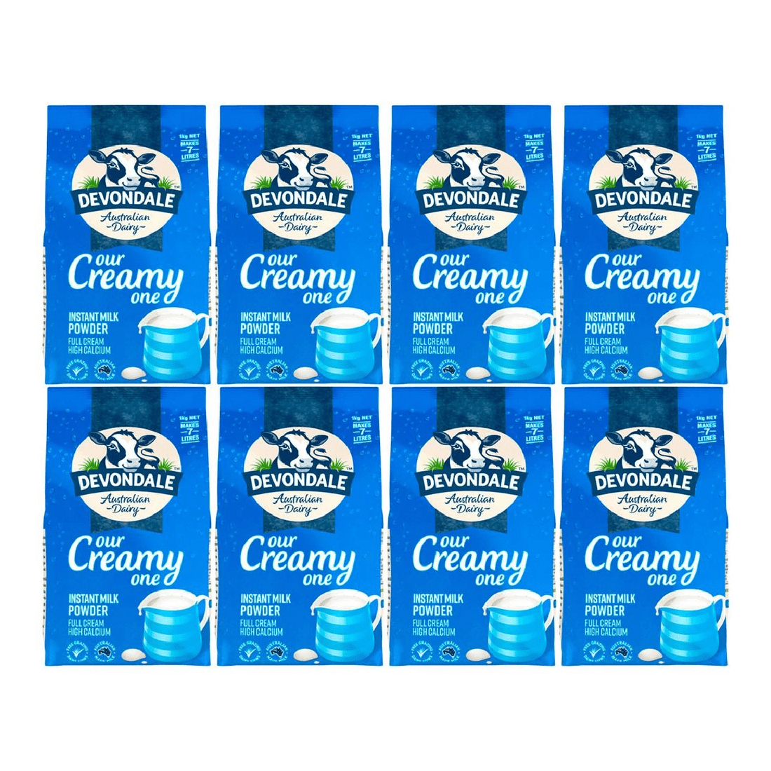 1 Devondale Instant Full Cream Milk Powder 8 x 1kg, 1 of 1