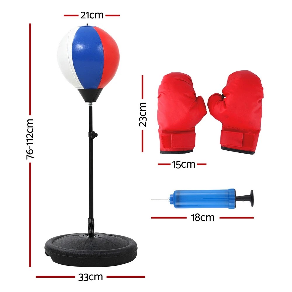 2 Everfit Kids Punching Bag Stand Set Adjustable 76-112cm with Gloves & Pump - Blue, 2 of 6