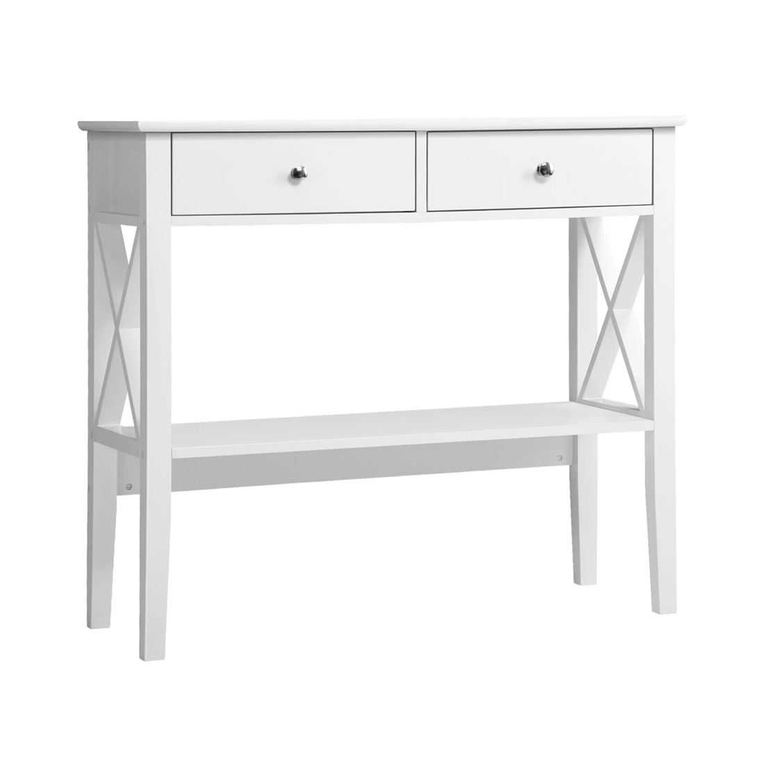 7 Oikiture Console Table Hall Side Entry 2 Drawers Hallway Display Shelf Desk
 - White, 7 of 10