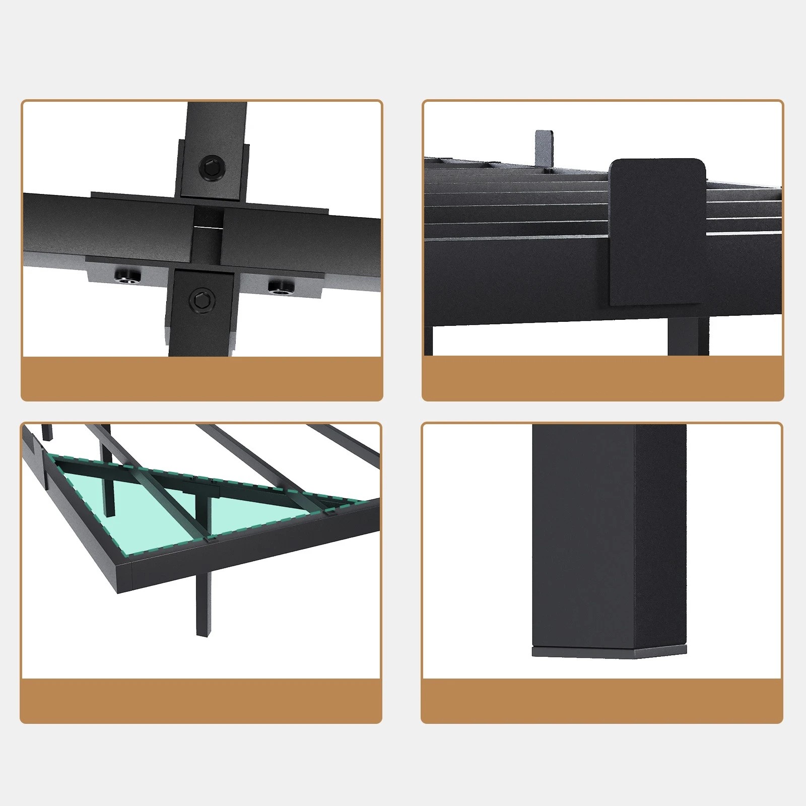 6 Advwin Queen Size Floating Bed Frame with Headboard Led Light & Charging Station, 6 of 8