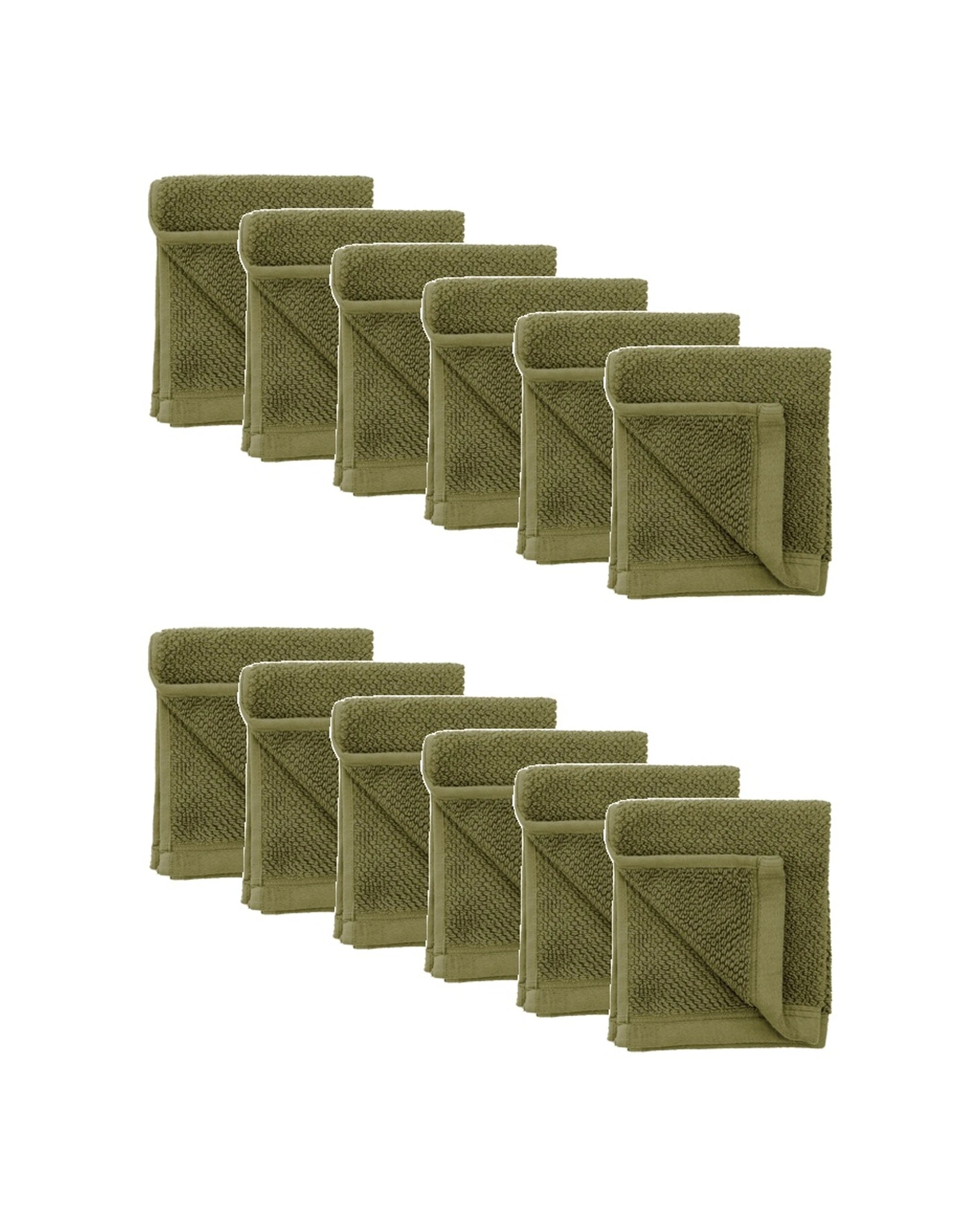 1 Bambury Angove 600gsm Soft Absorbent Cotton Face Washer 12PK 33x33cm - Green, 1 of 5