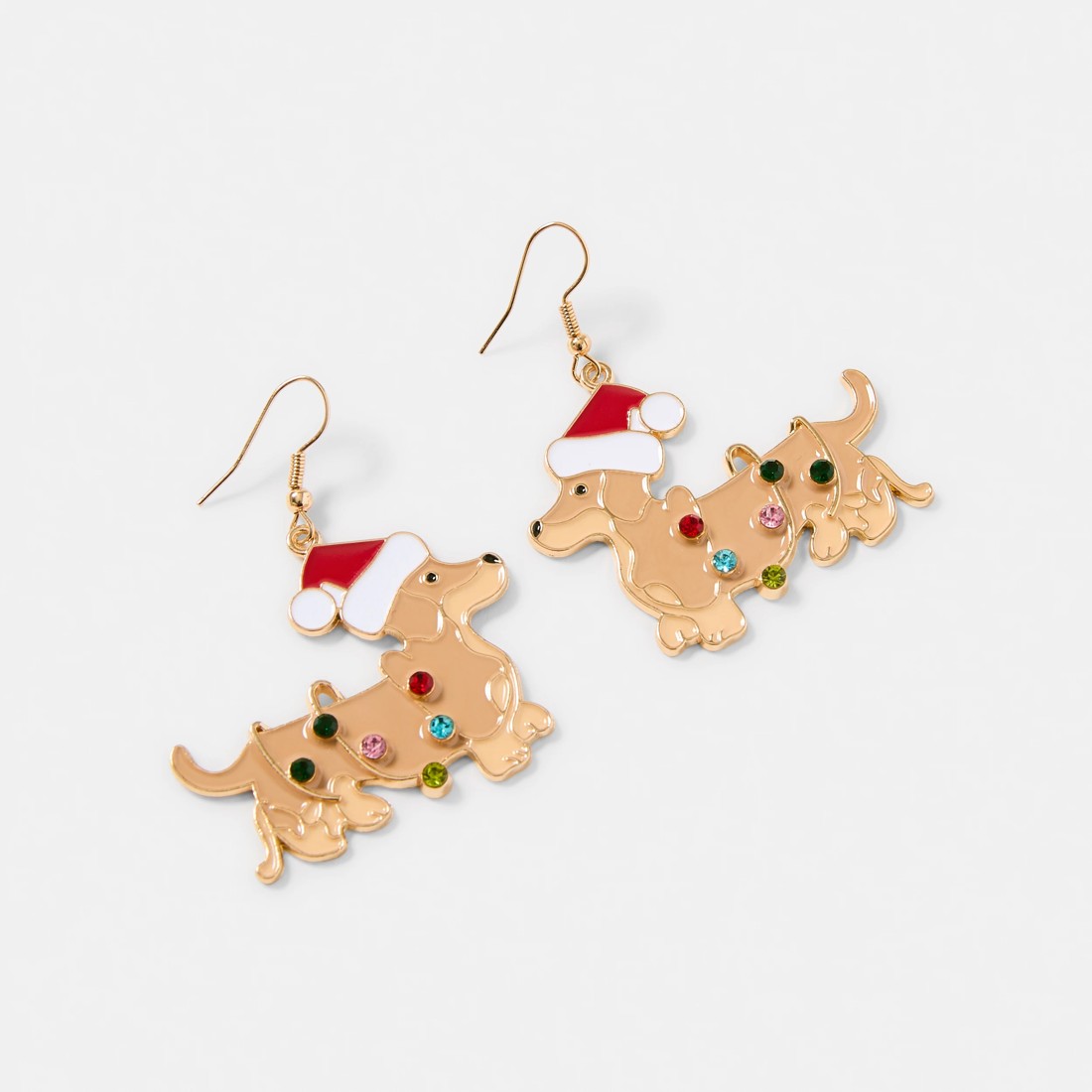 2 Christmas Dog with Lights Earrings - Gold Tone, 2 of 5
