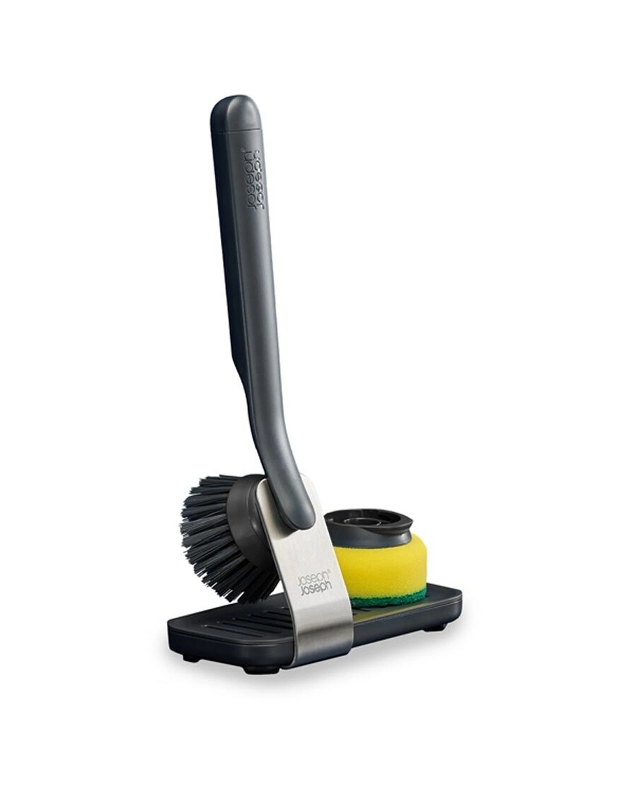 1 Joseph Joseph SinkTech Kitchen Dish Brush With 2 Heads Large Stand Graphite - Grey, 1 of 7
