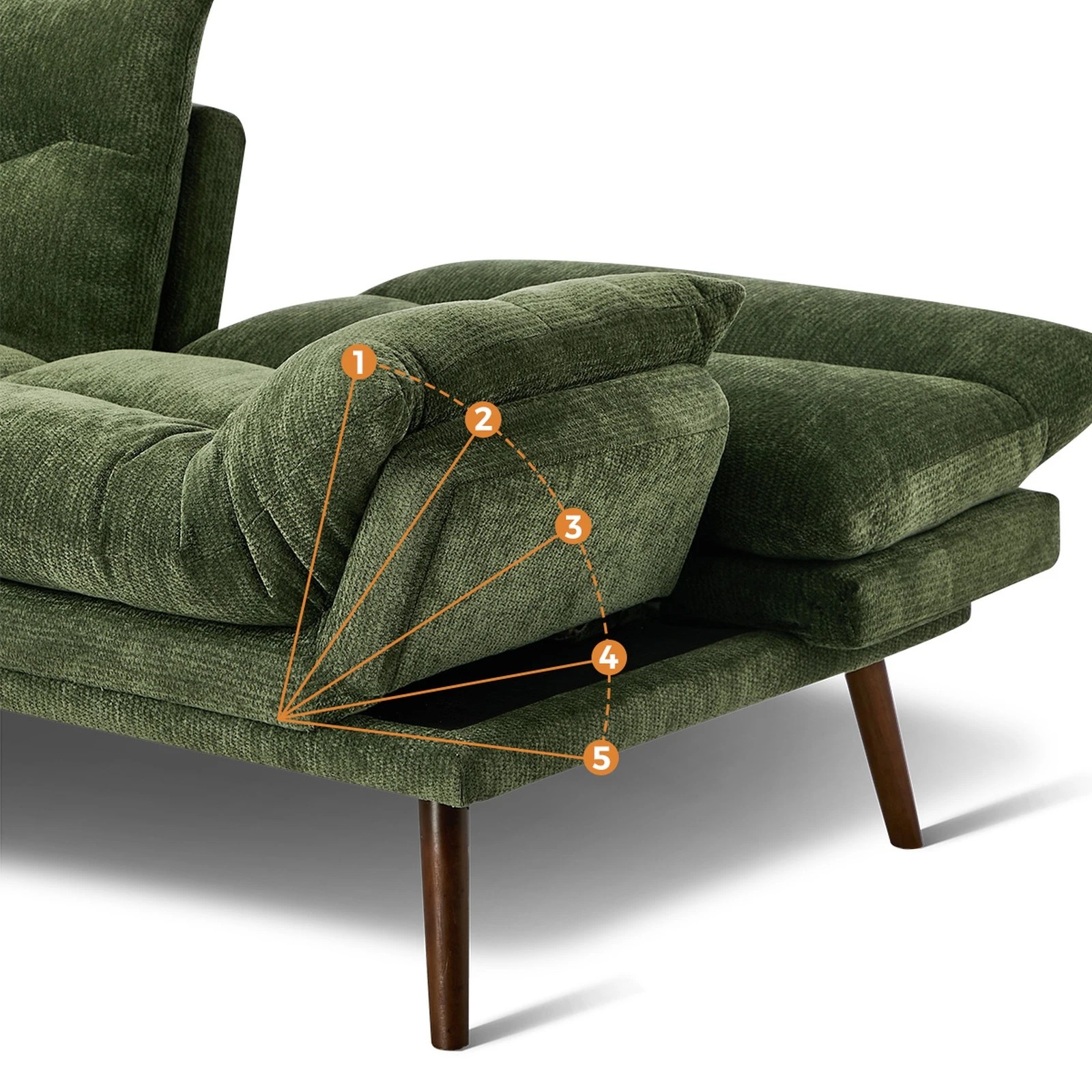 6 Oikiture 3 Seater Sofa Bed Lounge Futon Chenille - Green, 6 of 8