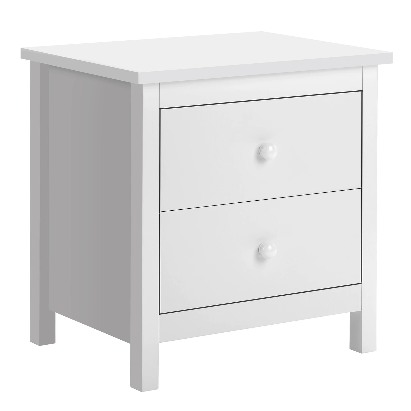3 Alfordson 2x Bedside Table Hamptons Nightstand Storage Side End 2 Drawers - White, 3 of 6